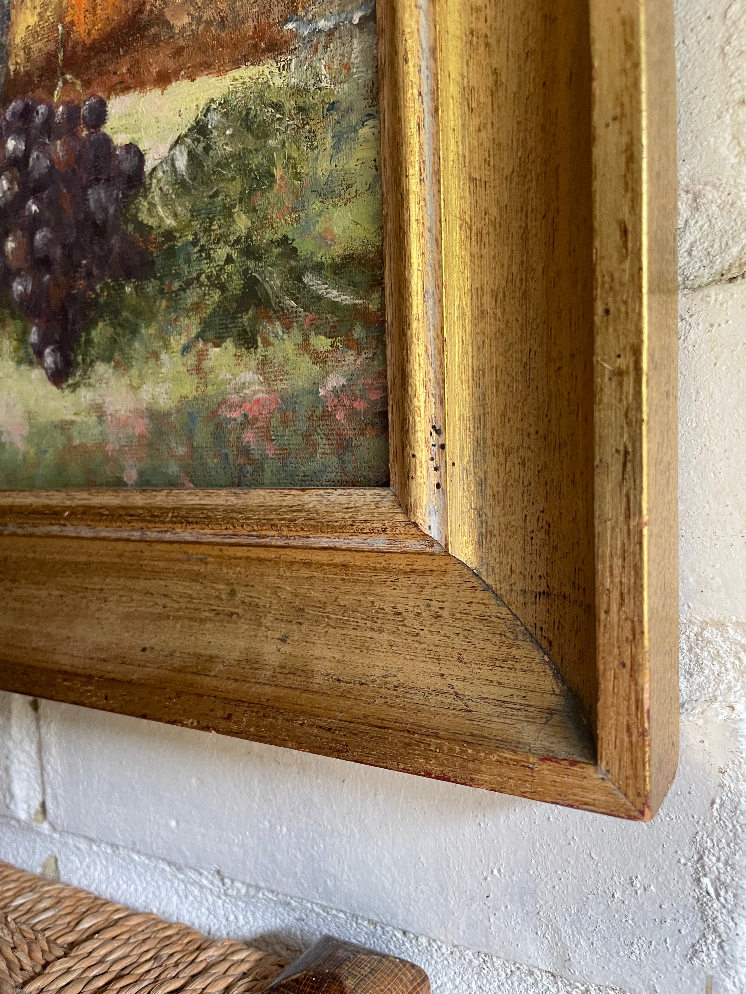 Fruit Still Life:  Framed Vintage Oil on Board