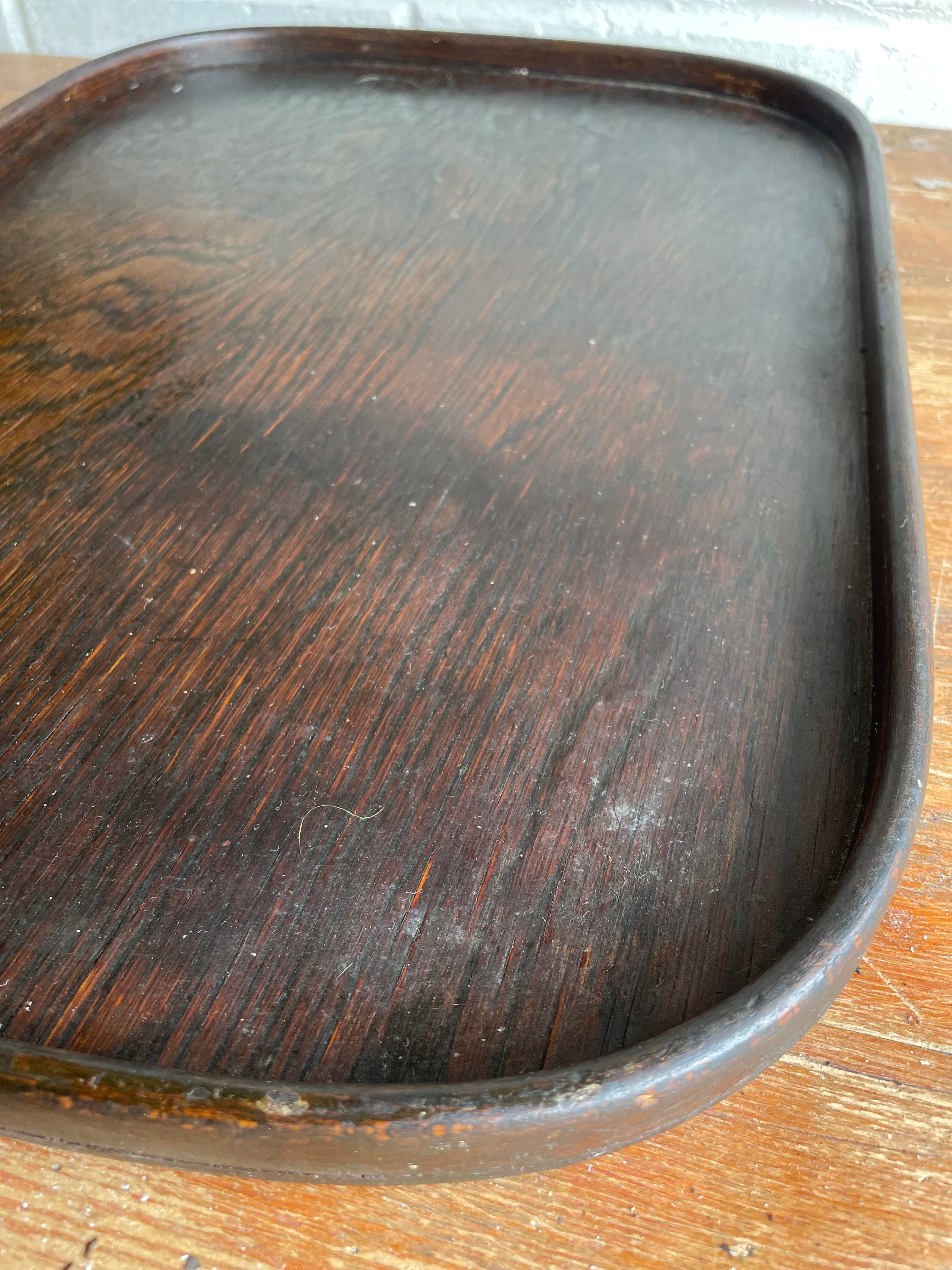 Antique Wooden Tray With Curved Sides