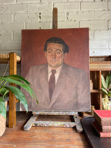 Portrait of a Gentleman - Midcentury Oil on Canvas