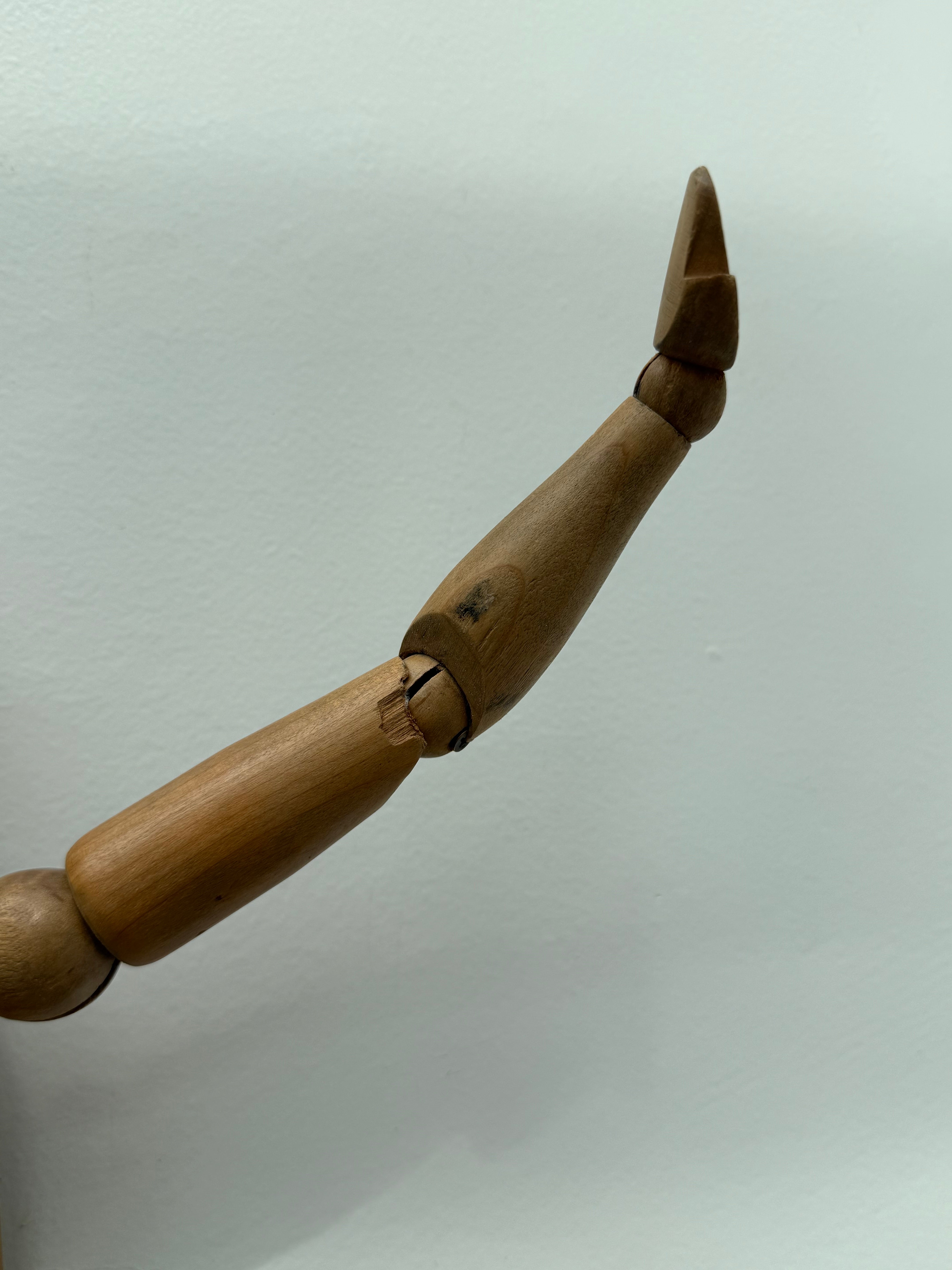 Early-Mid 20th Century French Wooden Oversized Articulated Artists Mannequin with Stand