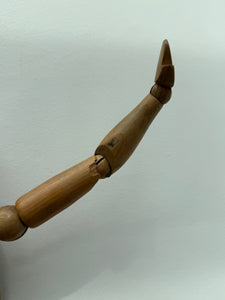 Early-Mid 20th Century French Wooden Oversized Articulated Artists Mannequin with Stand