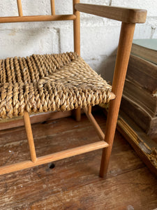 Miniature Pine and Rush Twine Bench