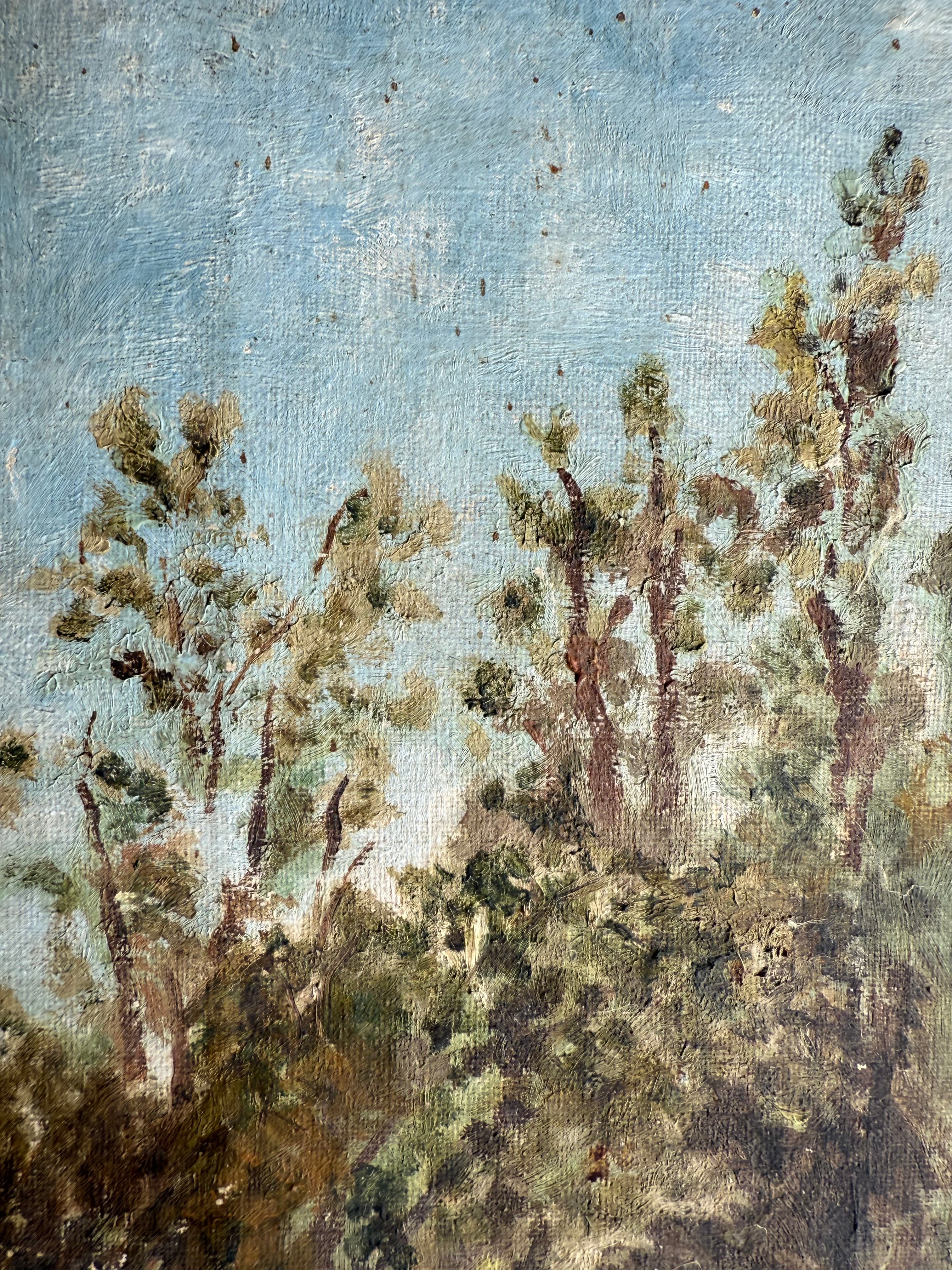 Woman & Dog: Signed & Dated 1916 Oil on Canvas