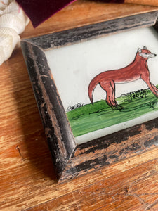 Mini Indian Reverse Glass Painting with Vintage Frame: Fox