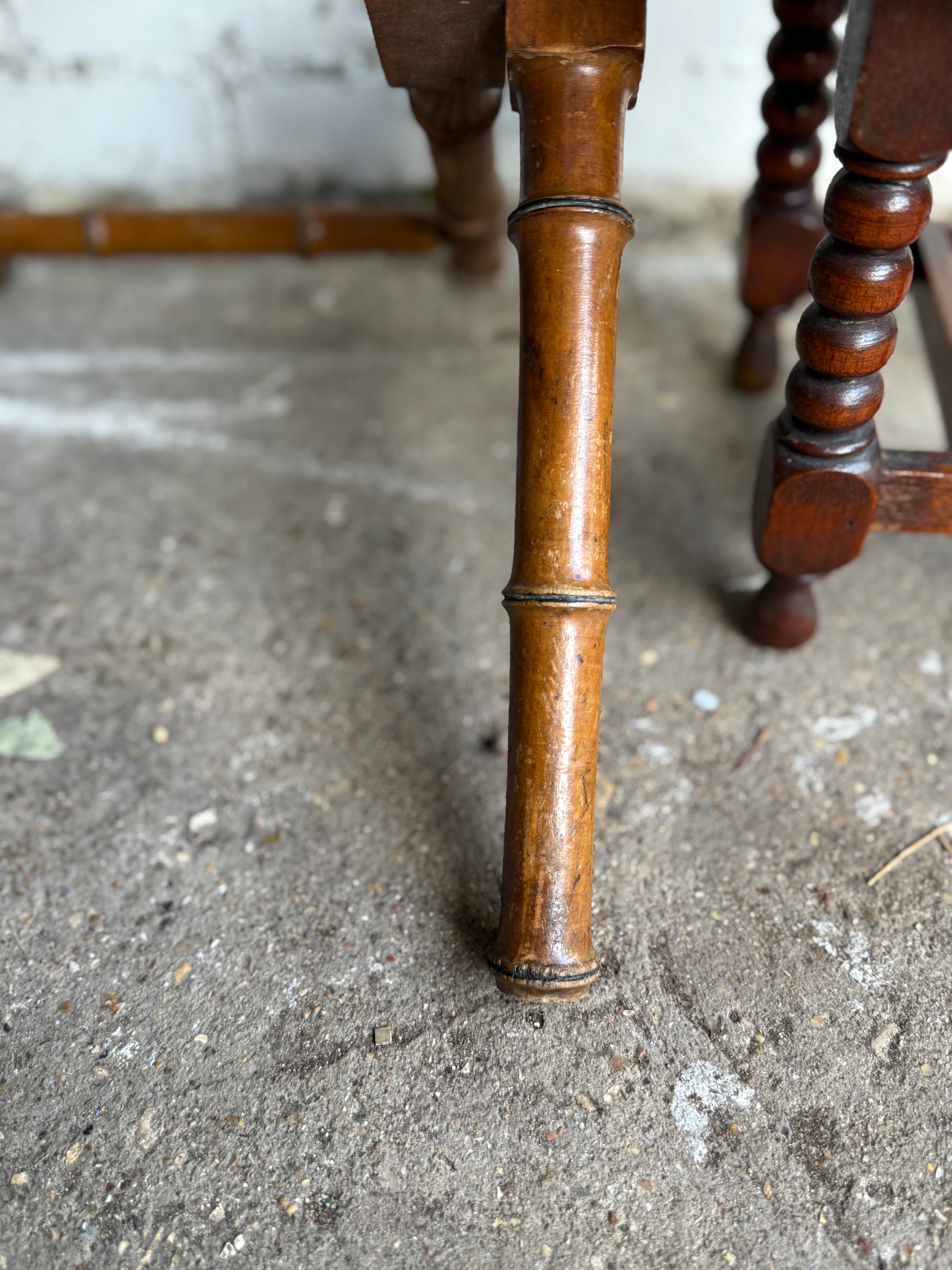 Victorian Faux Bamboo & Leather Folding Campaign Chair