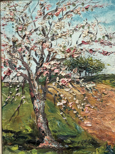 Blossom Tree: Early 20th Century Signed Impressionist  Oil on Board