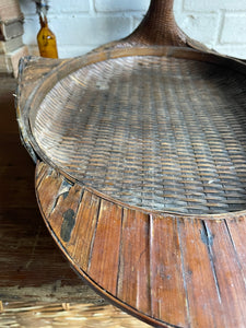 Duck-Shaped Wooden and Rattan Tray