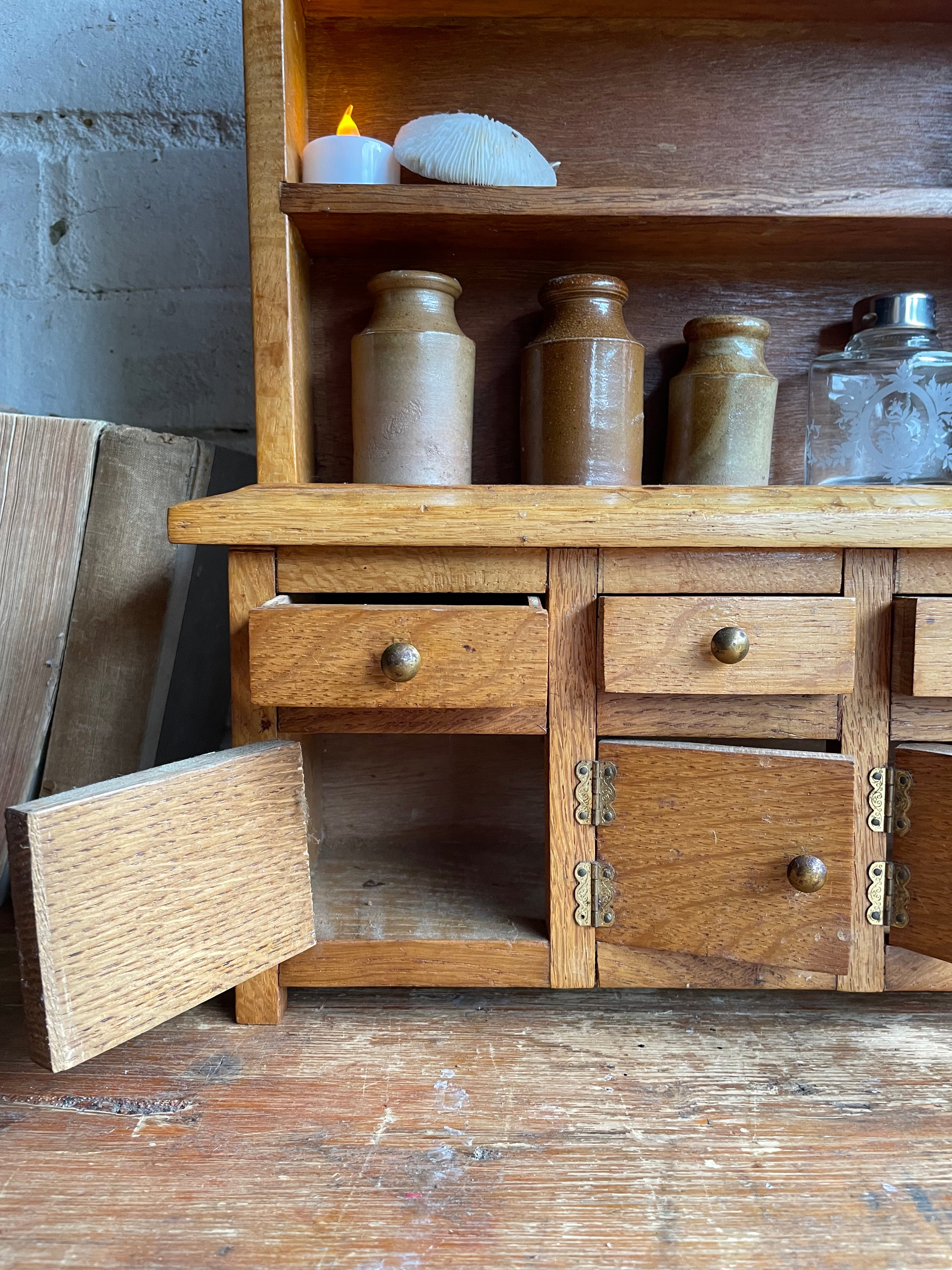 Vintage Miniature Oak Welsh Dresser