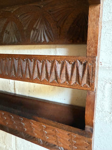 Arts & Crafts Carved Wall Hanging Shelf Circa 1910