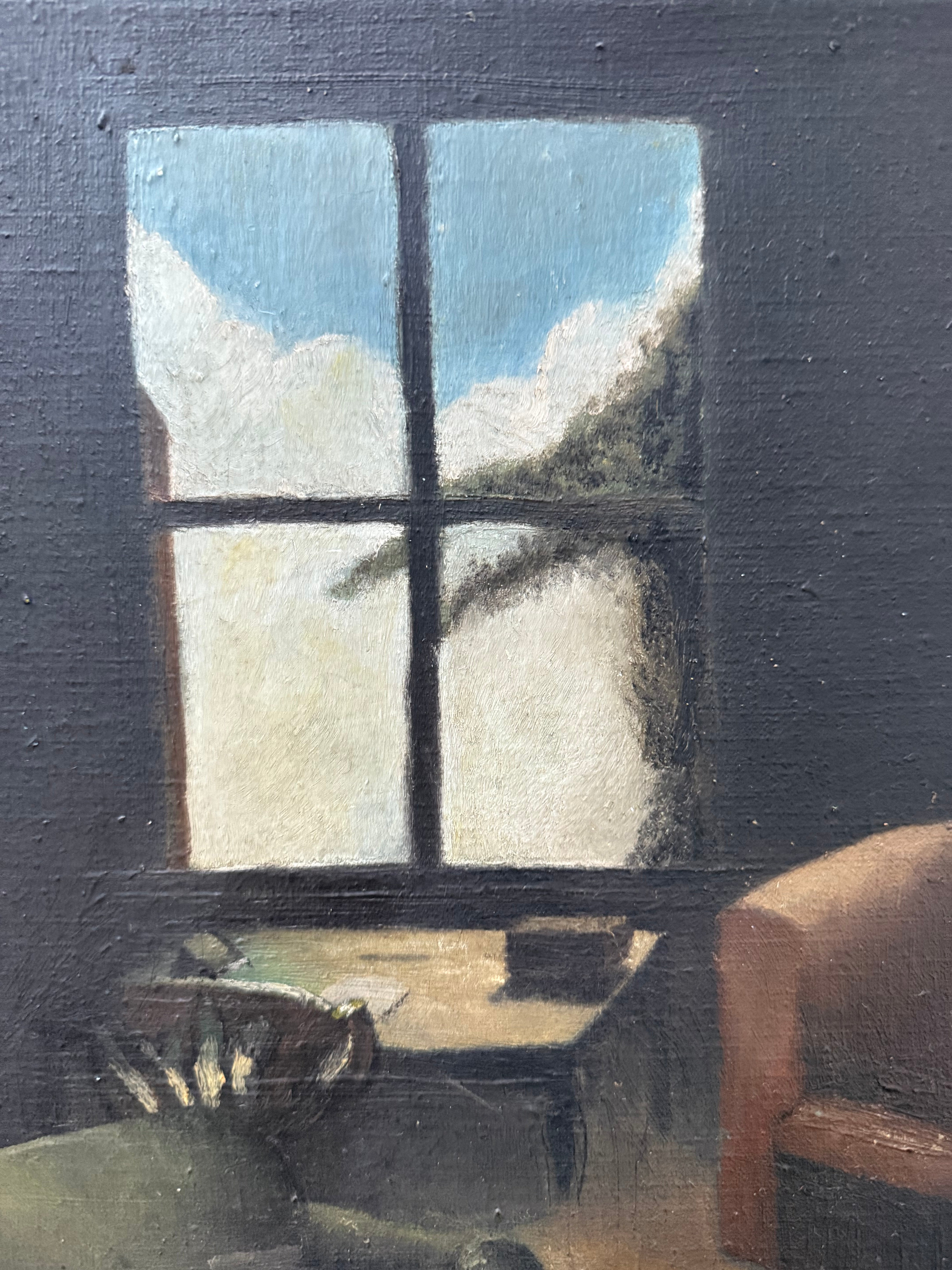 Circa 1930s: A Glimpse Outside. Oil on Canvas