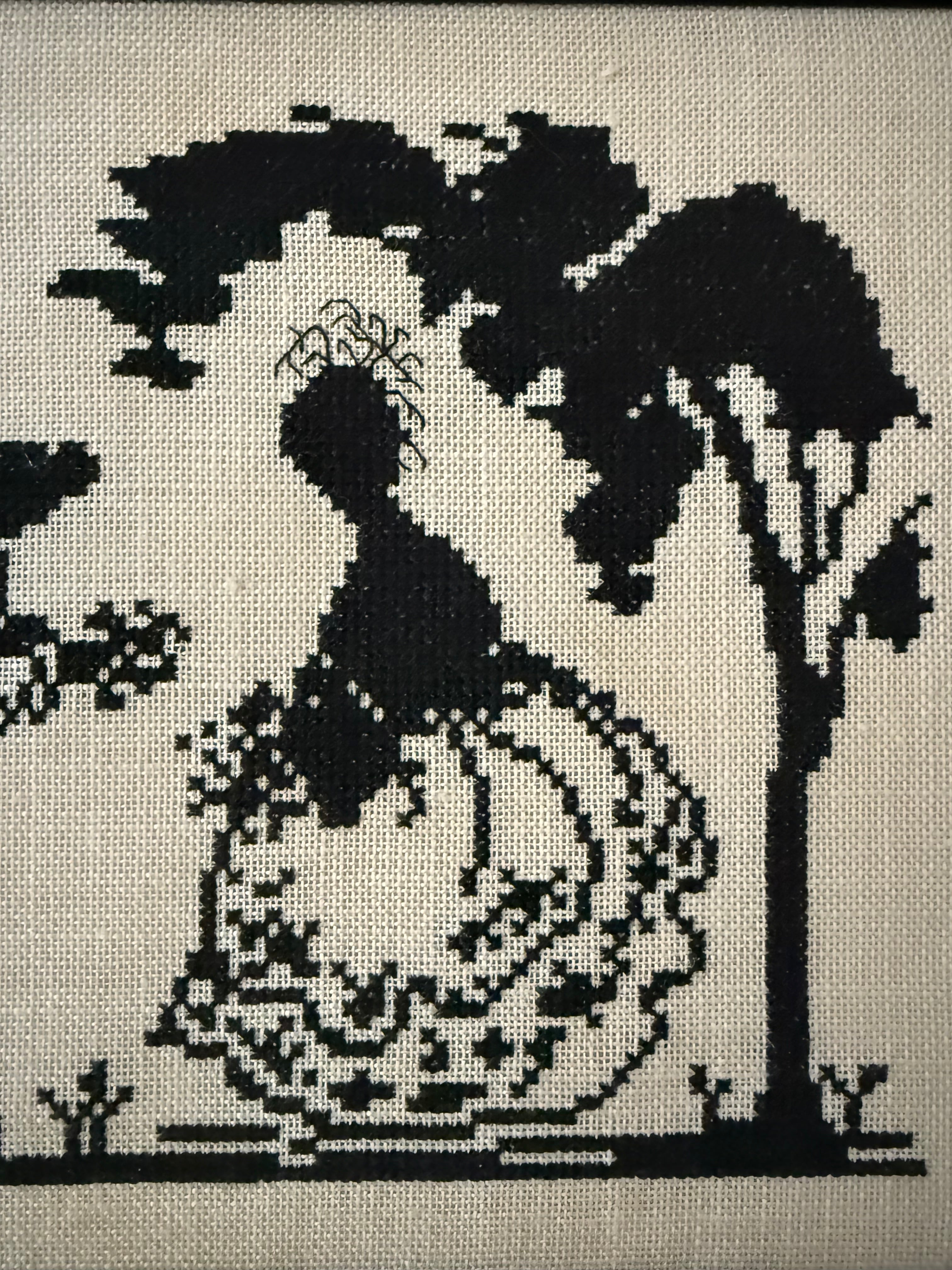 Vintage Framed Needlework Silhouette