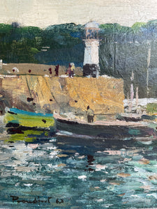 Harbour Scene: Midcentury Oil Painting Signed & Dated
