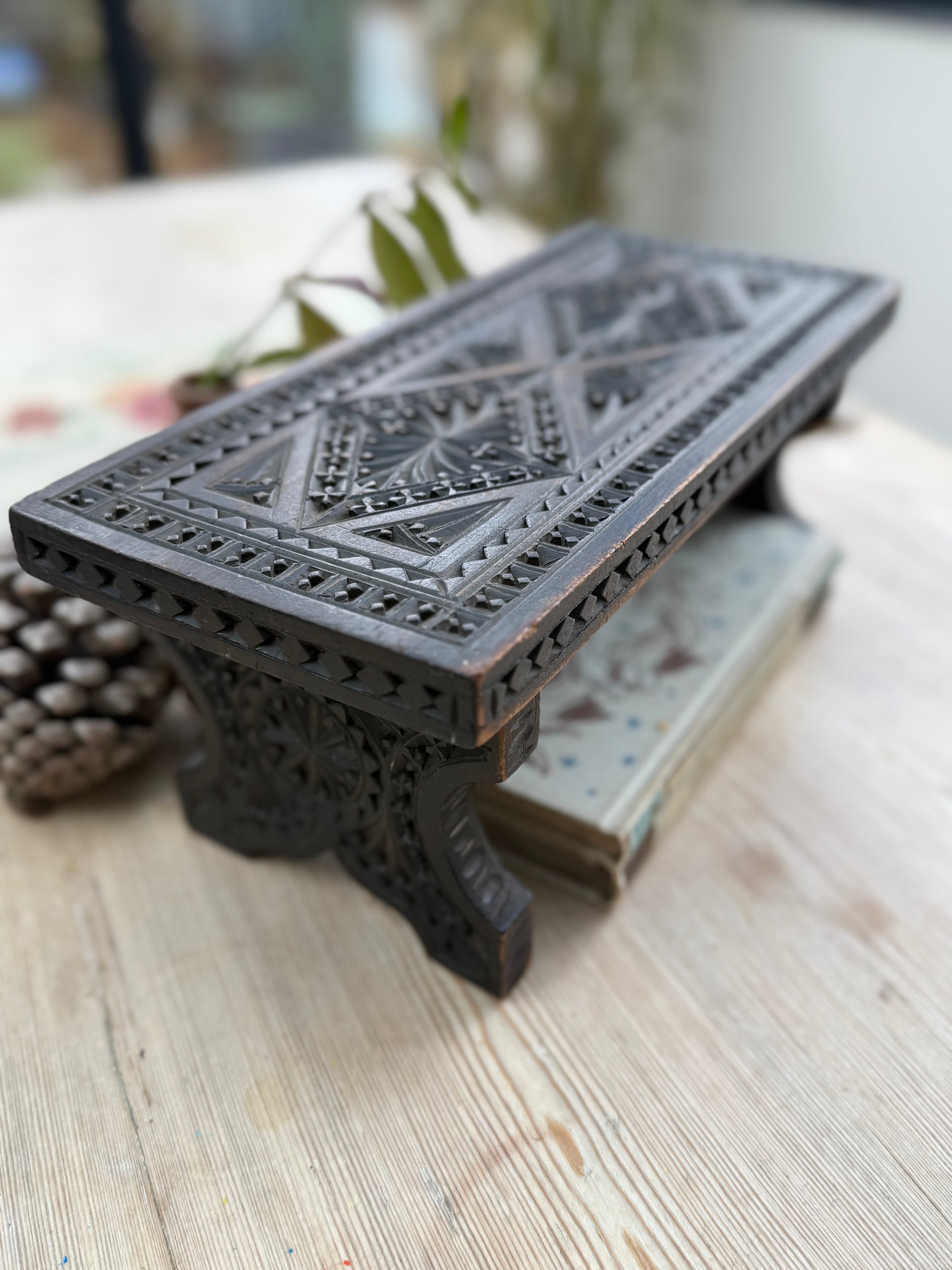 19th Century Hand-Carved Low Stool/Display Stand