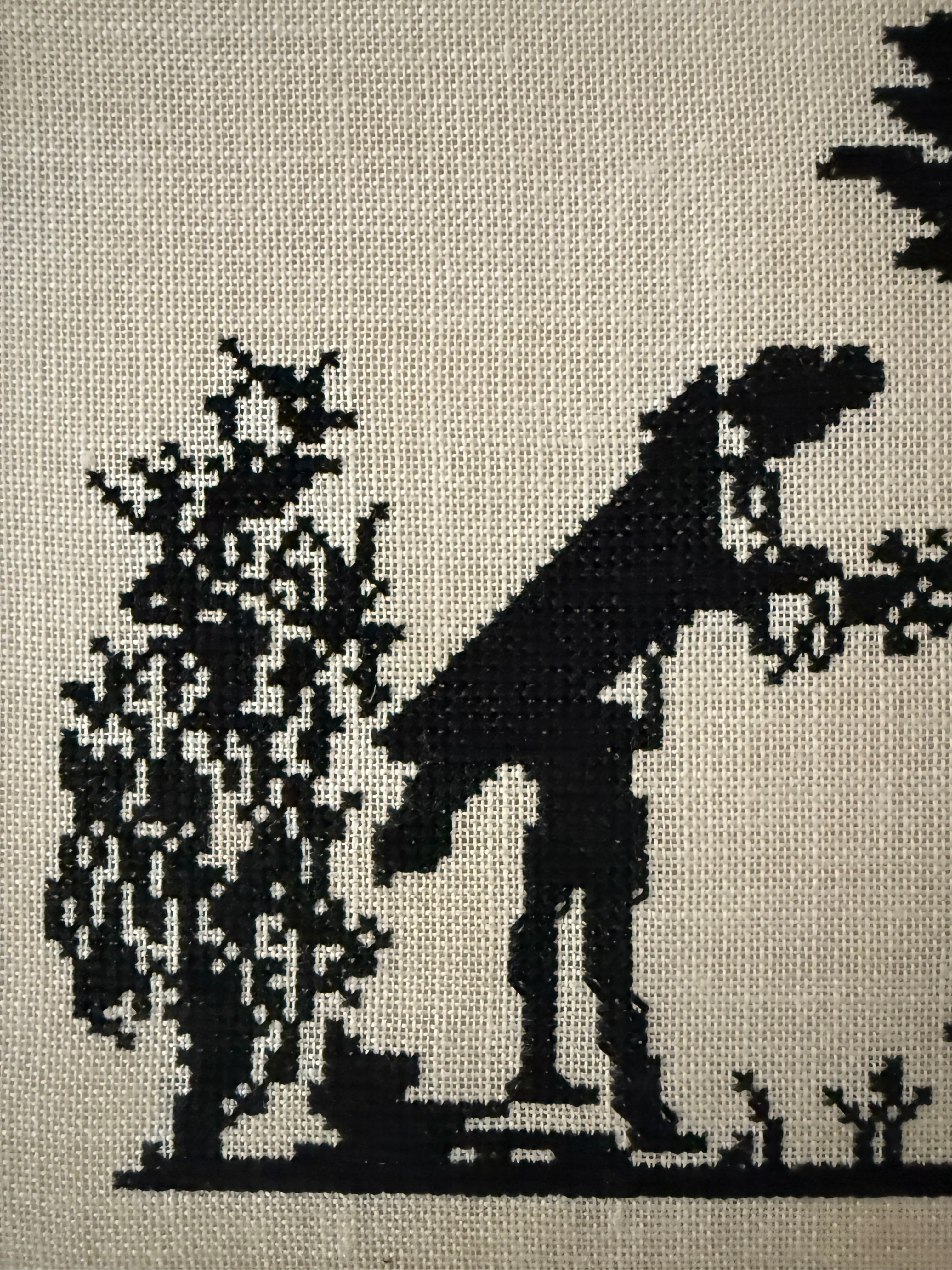 Vintage Framed Needlework Silhouette