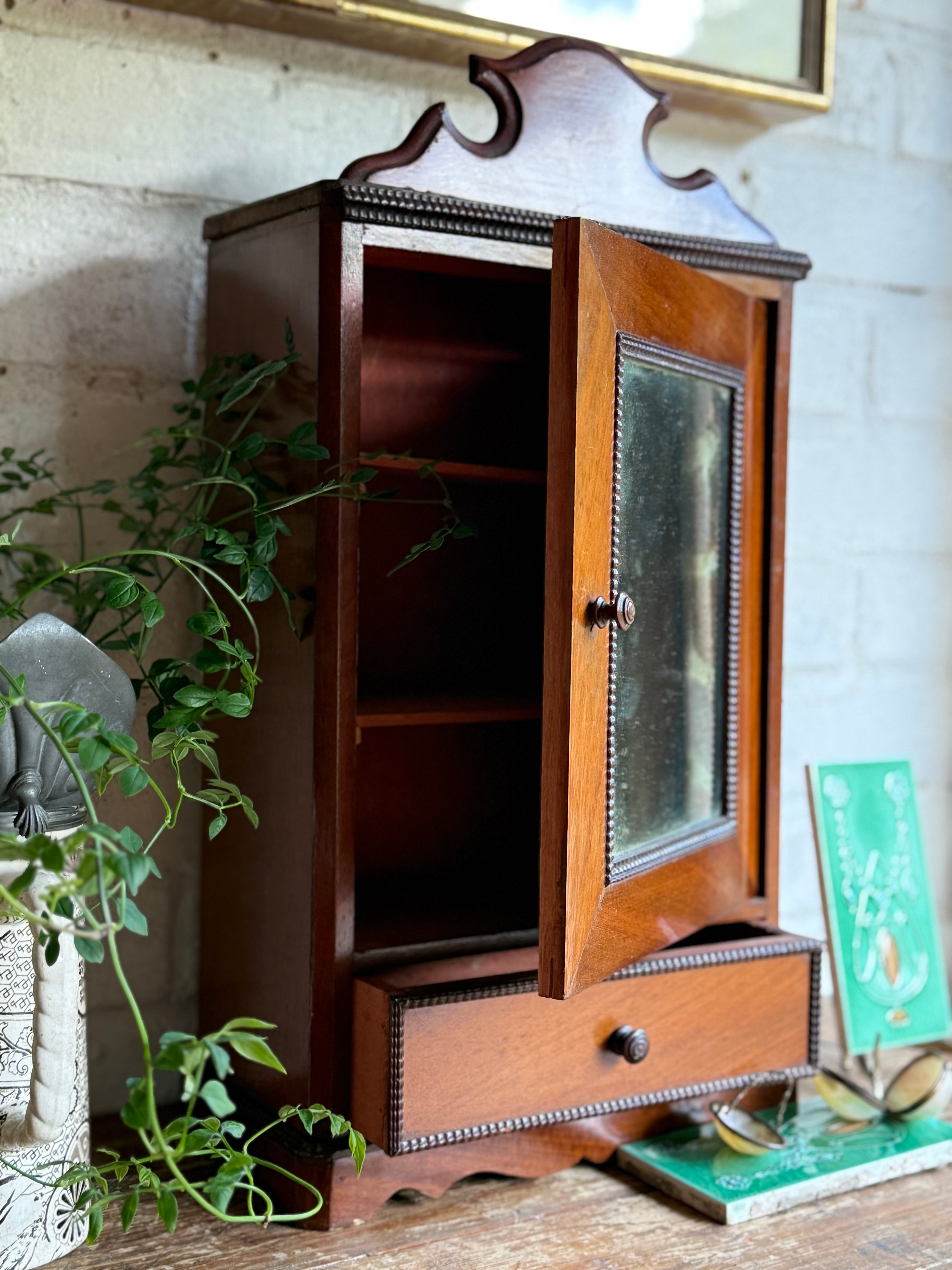 Early 20th Century French Mirrored Tabletop Cabinet with Drawer