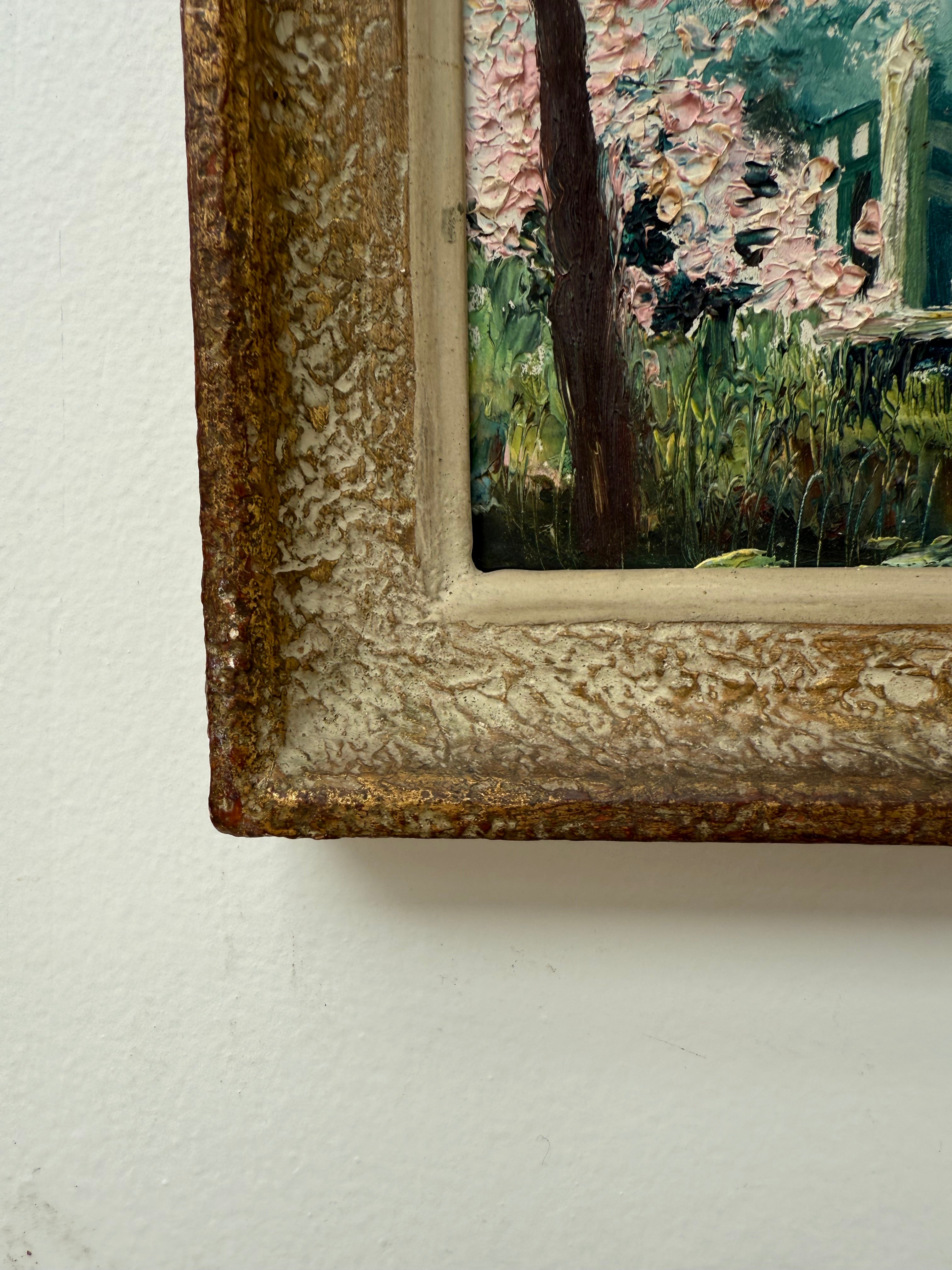 Blossom Tree: Small Early 20th Century Signed Impressionist  Oil on Board