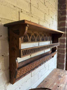 Arts & Crafts Carved Wall Hanging Shelf Circa 1910