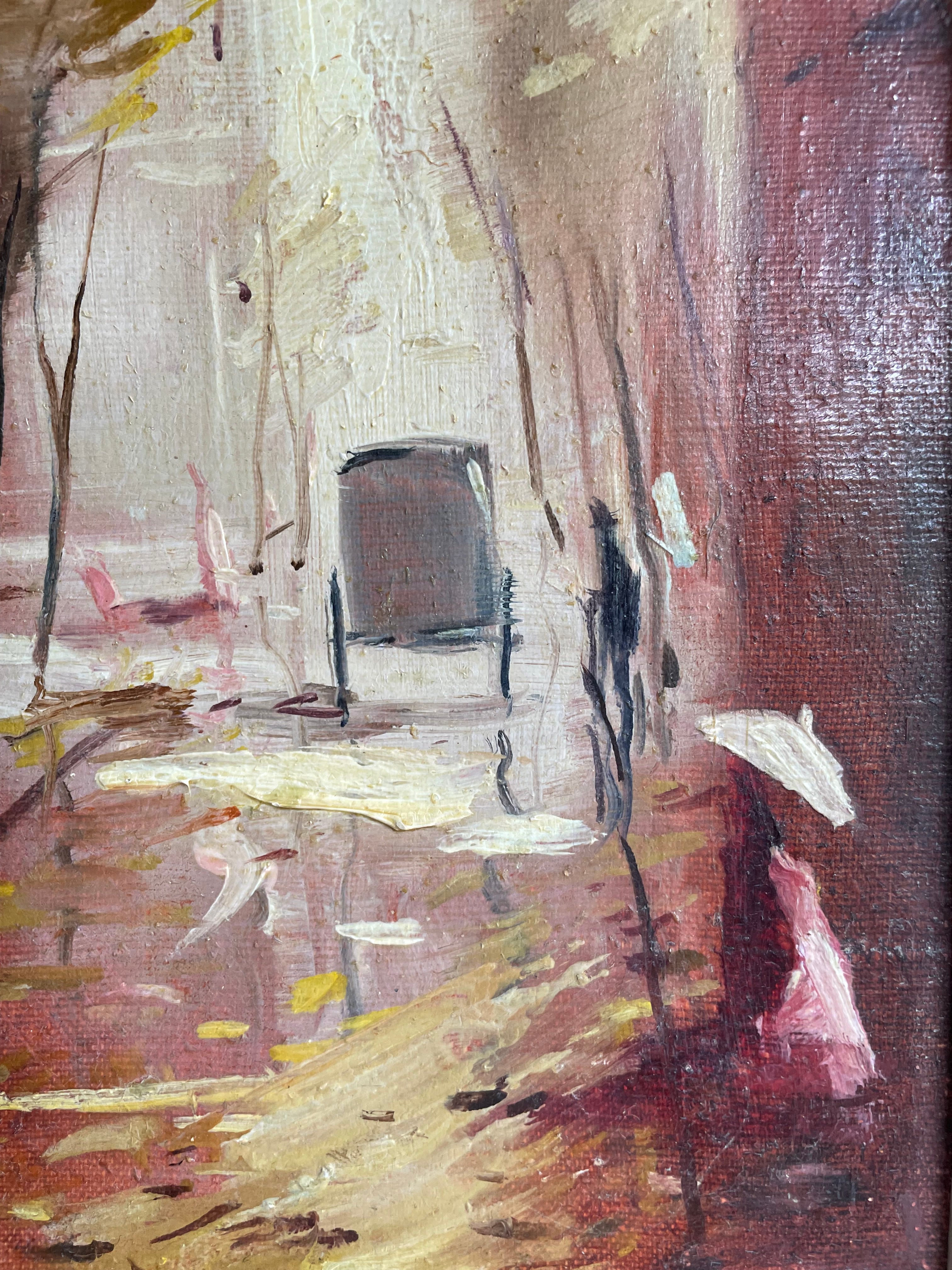A Victorian London Street Scene: Oil on Canvas