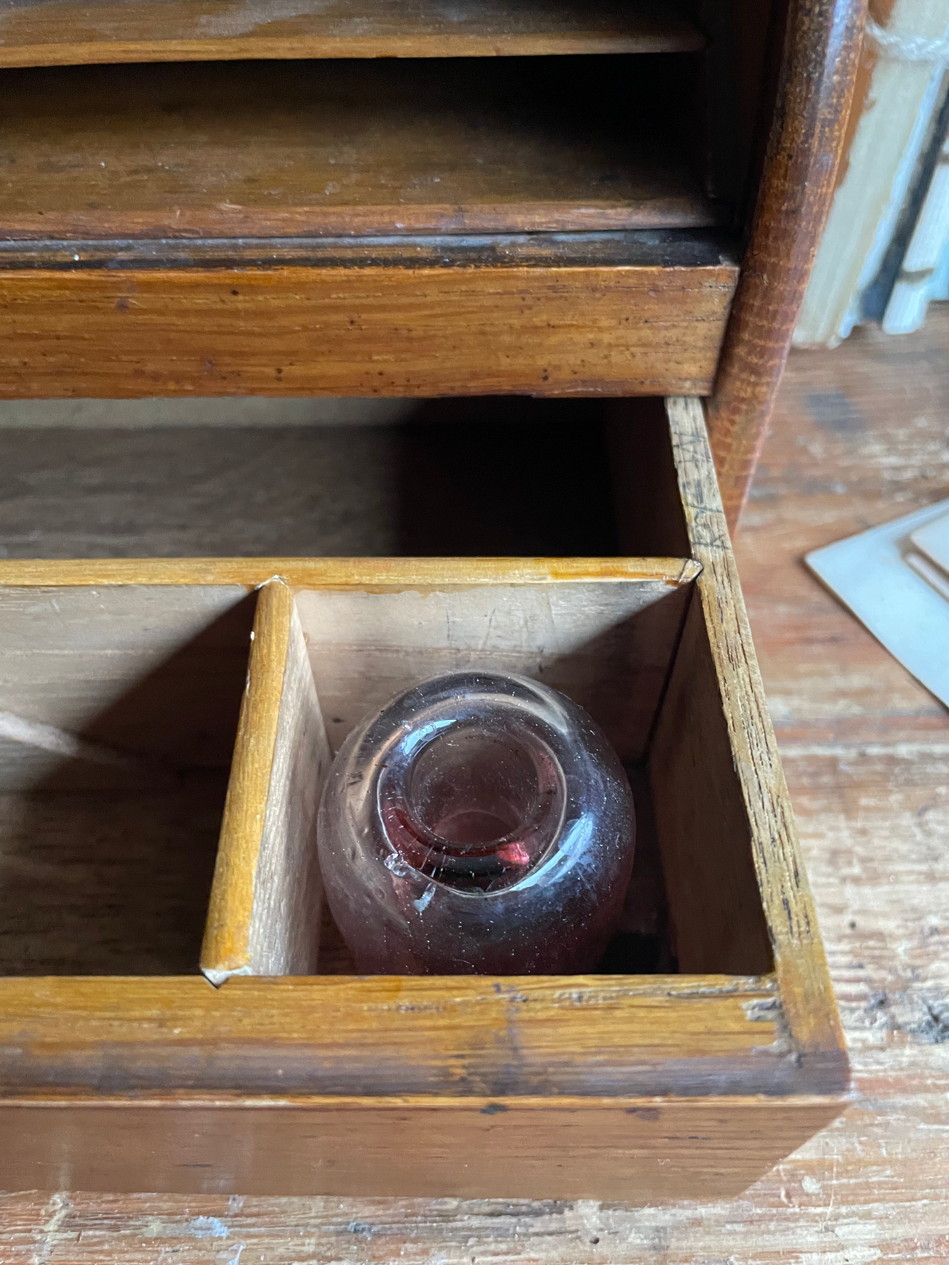 19th Century Oak Tambour Roll Top Stationary Cabinet