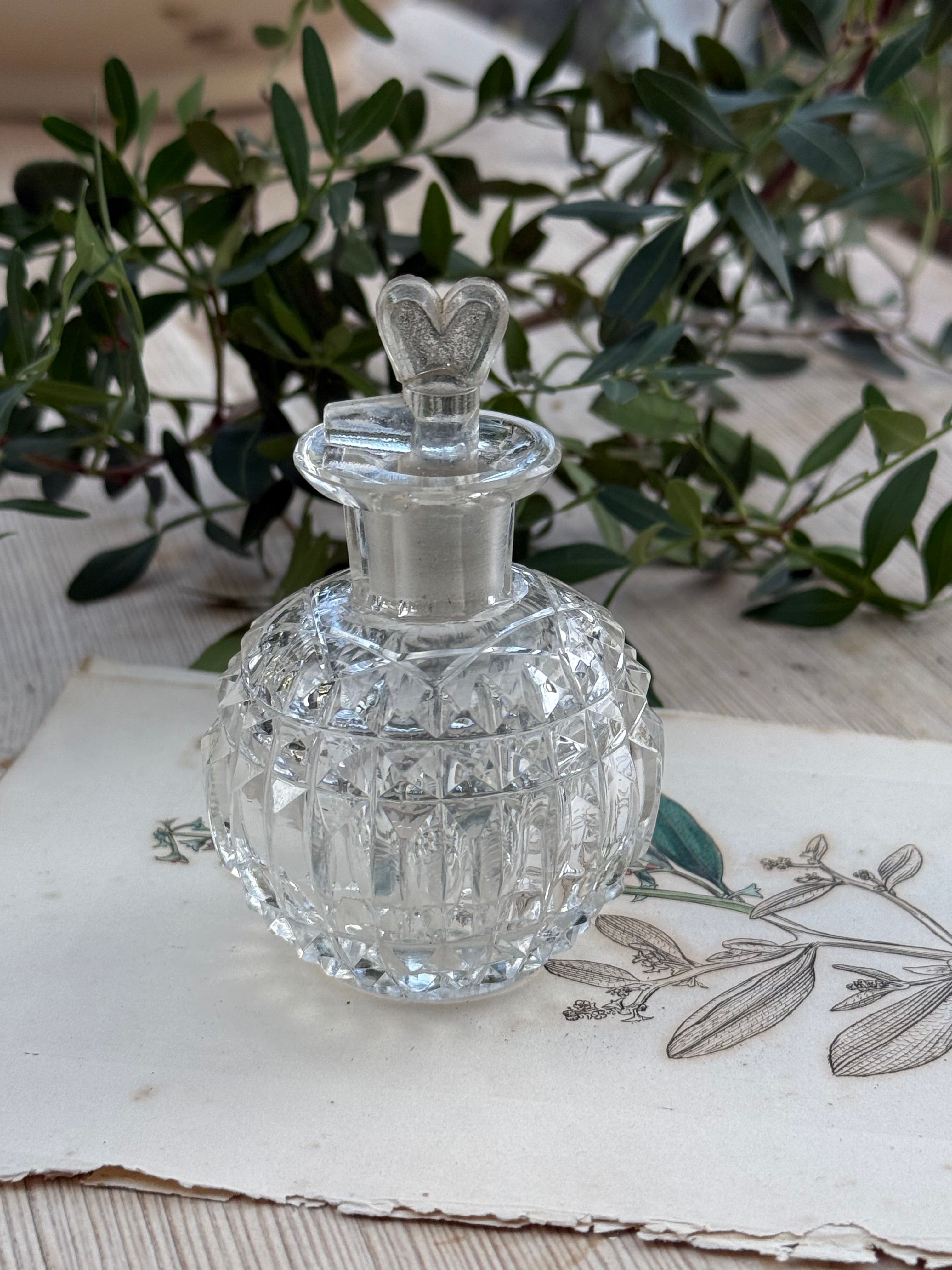Circa 1870s: Small Victorian Cut-Glass Perfume Bottle