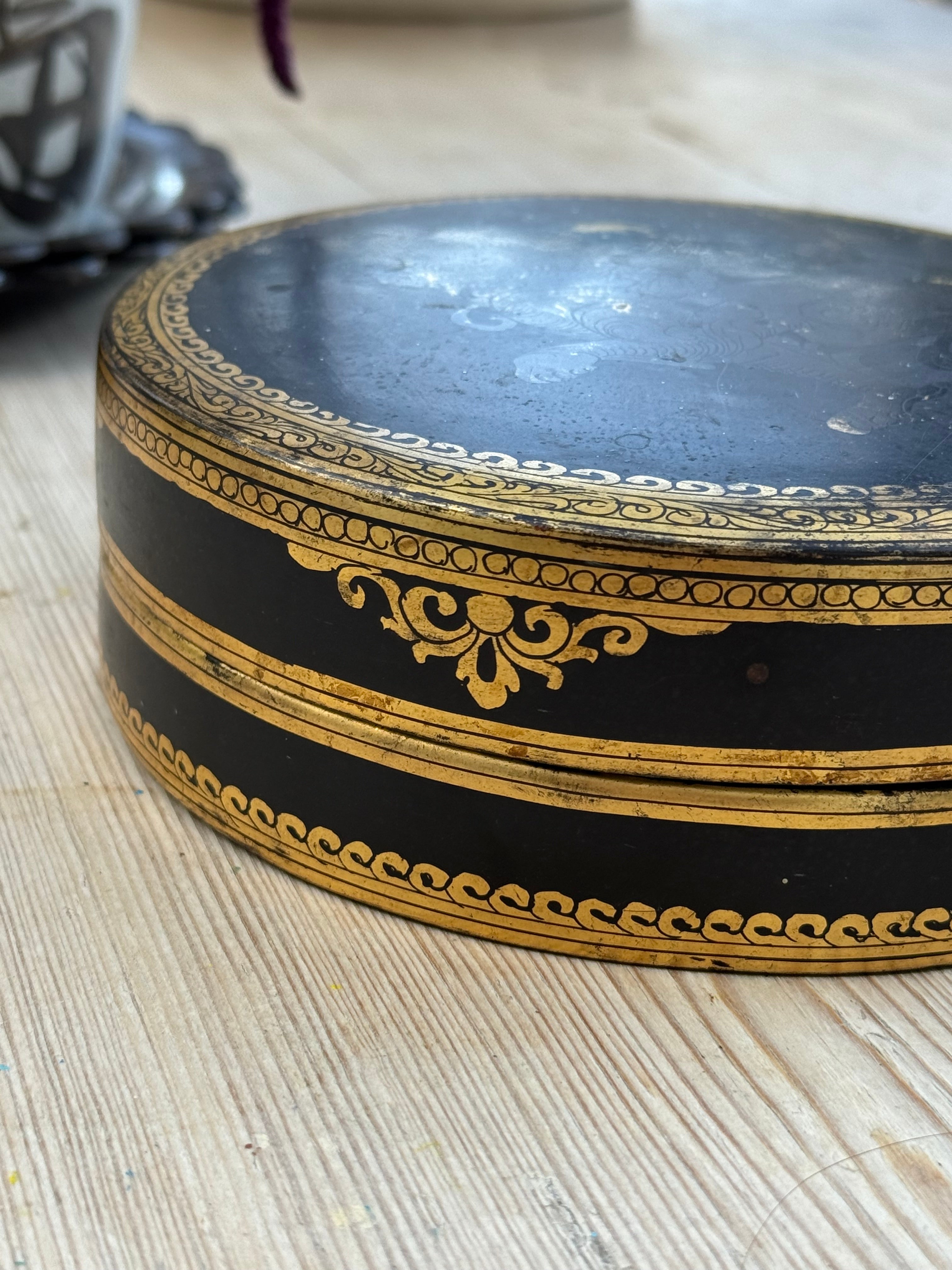Circa 1880s: Hand Painted Papier Mache Travelling Spice Box