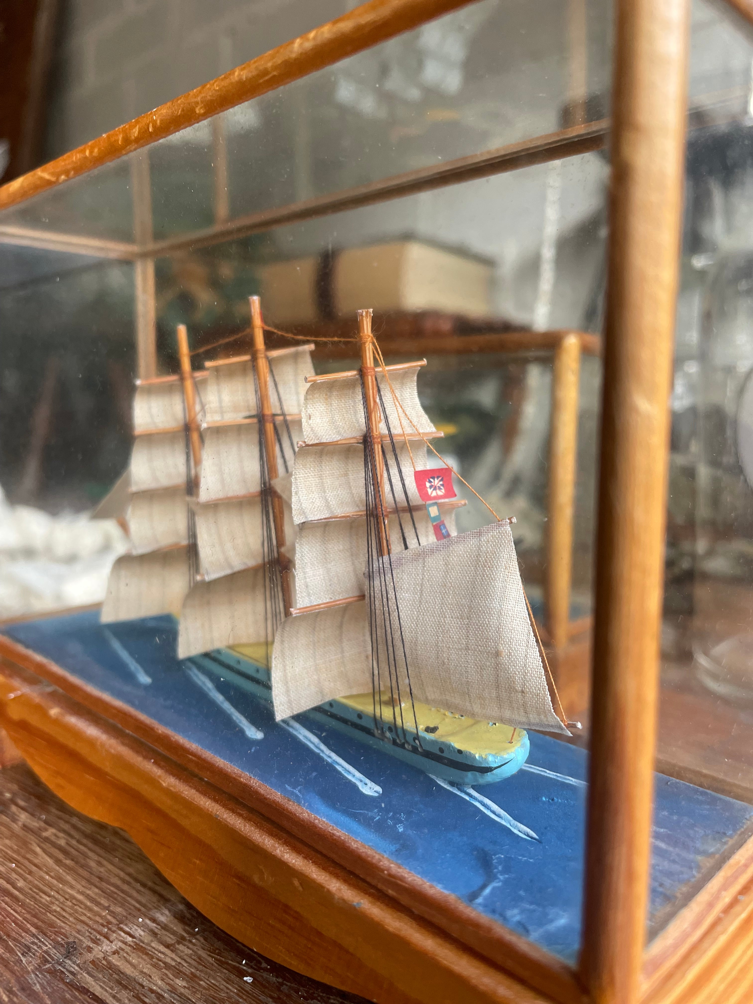Little Miniature Ship in Glass Box