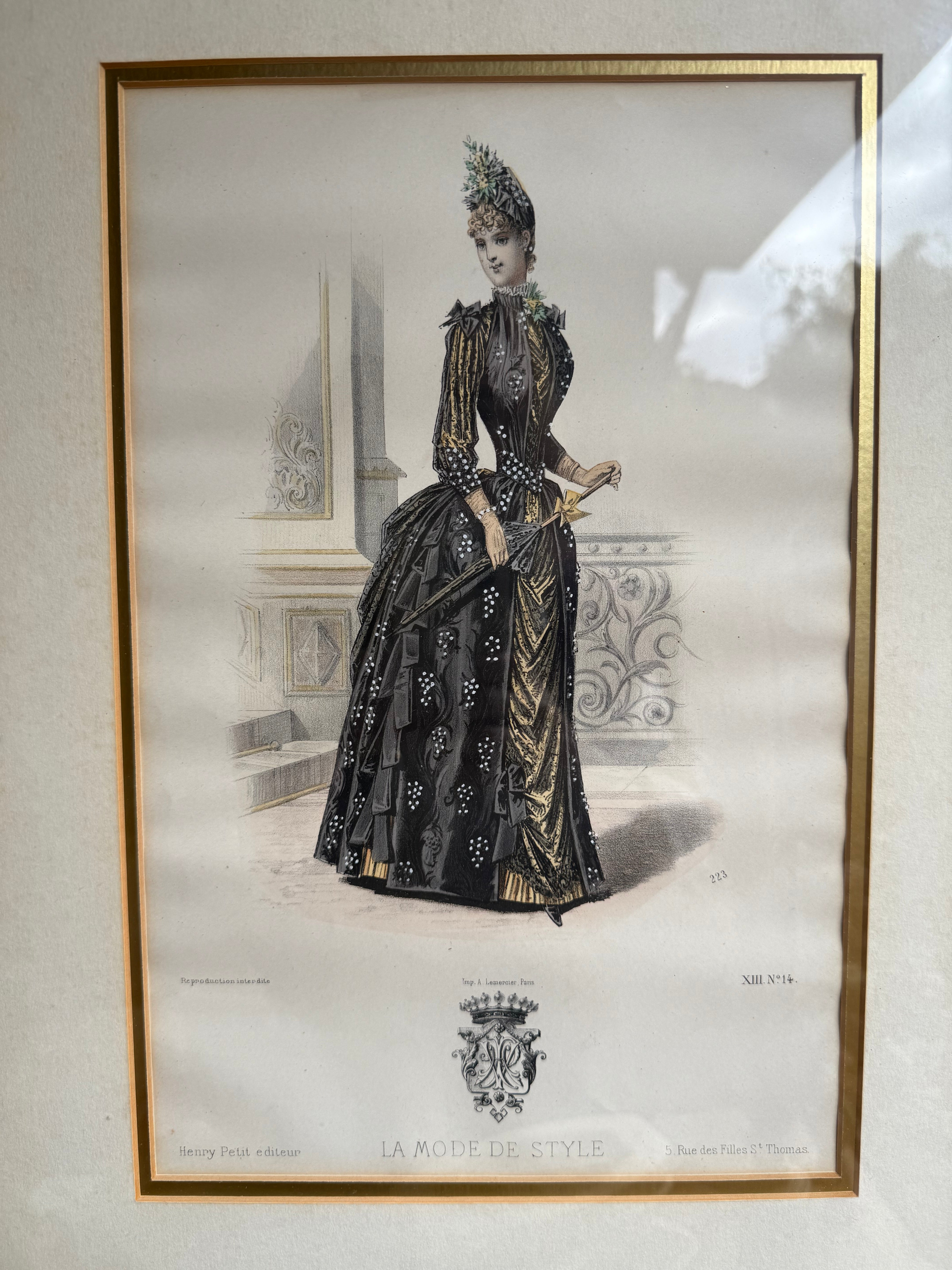 19th Century French Magazine Framed Hand Coloured Illustration - No 14