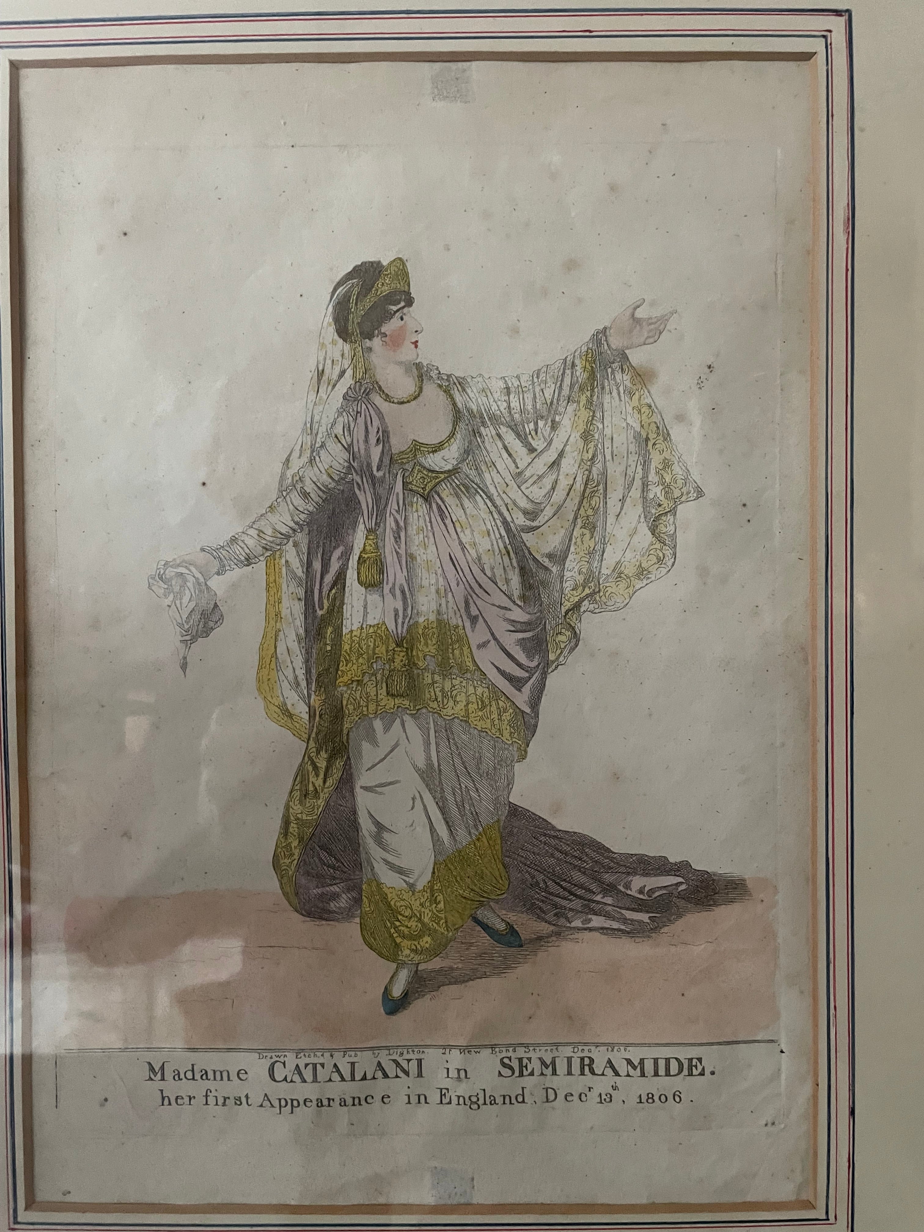 Pair of 1800s Framed Theatrical Coloured Lithographs