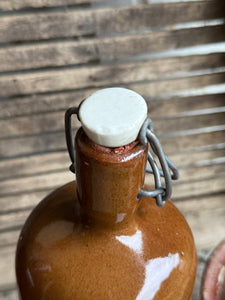 Trio of Stoneware Soda Bottles with Porcelain Swing Stoppers