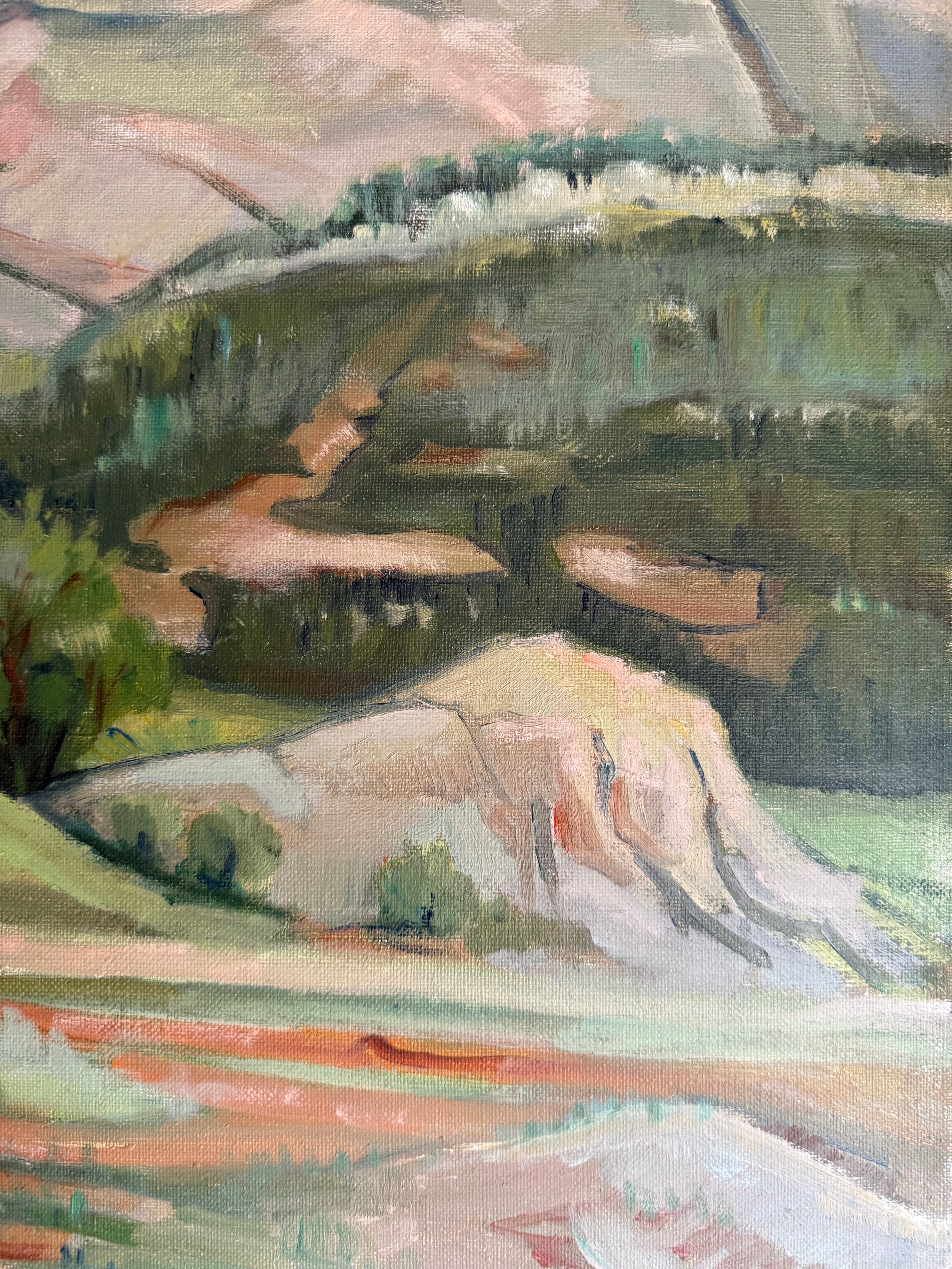 Provencal Landscape: Early 20th Century Oil on Canvas