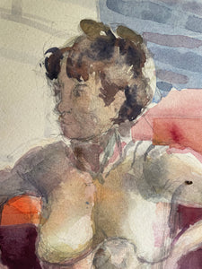 Preparatory Life Portrait Study - Watercolour on Paper Pasted on Wood