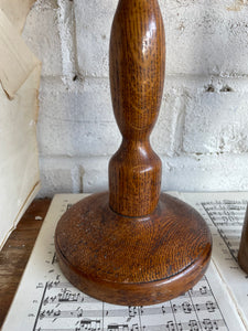 Turned Wooden Candlestick with Metal Insert
