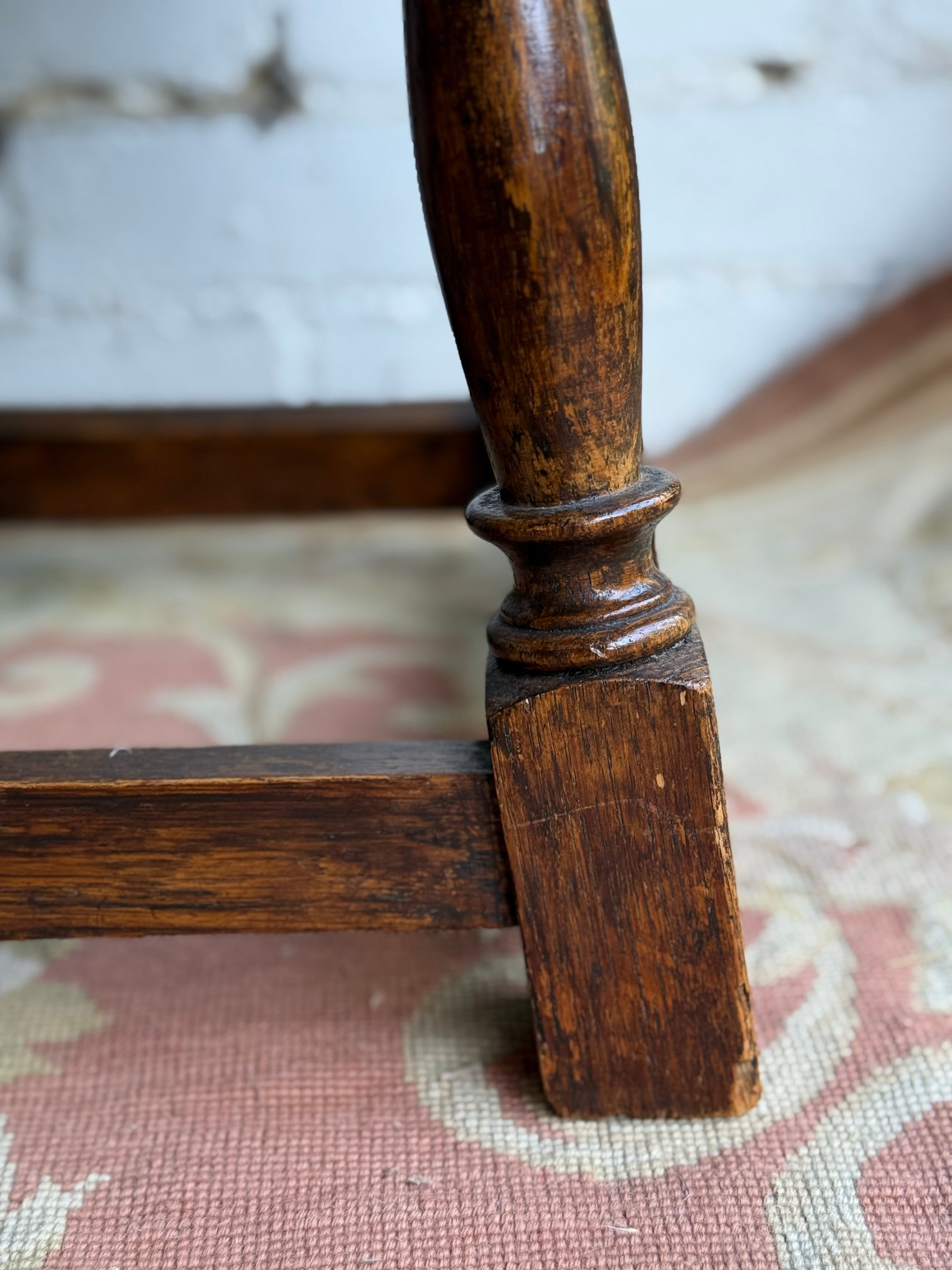 Early 20th Century Arts & Crafts Oak Stool with Round Seat