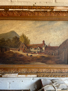 At the Farm: 19th Century Oil on Board