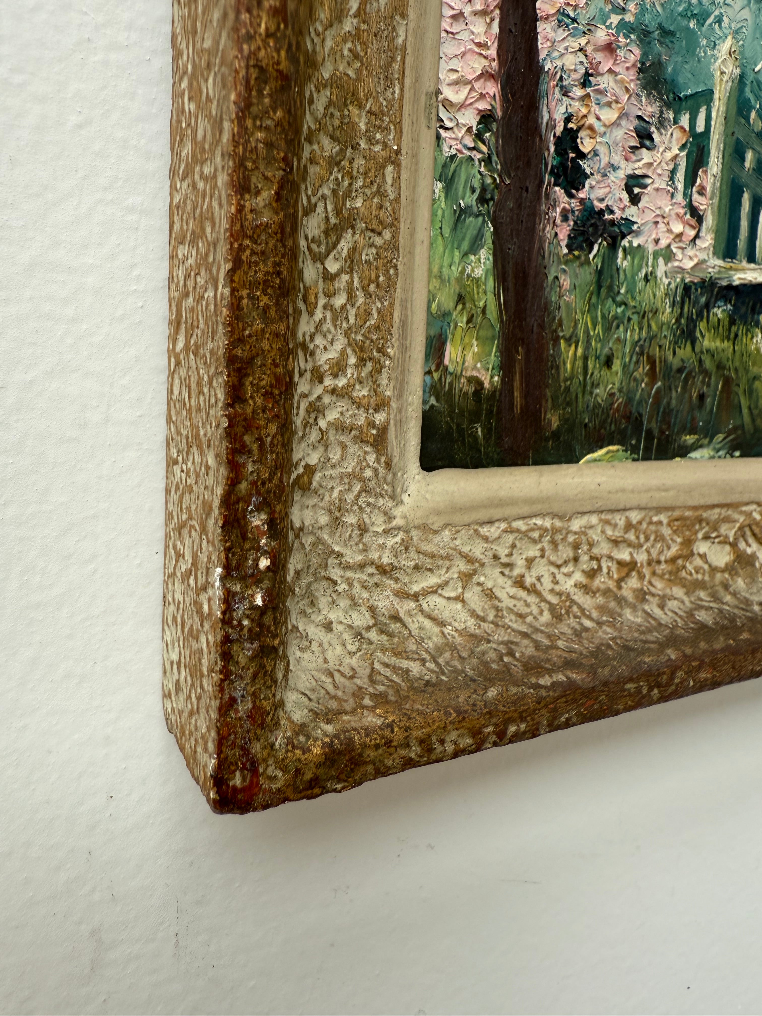 Blossom Tree: Small Early 20th Century Signed Impressionist  Oil on Board