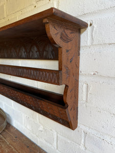 Arts & Crafts Carved Wall Hanging Shelf Circa 1910