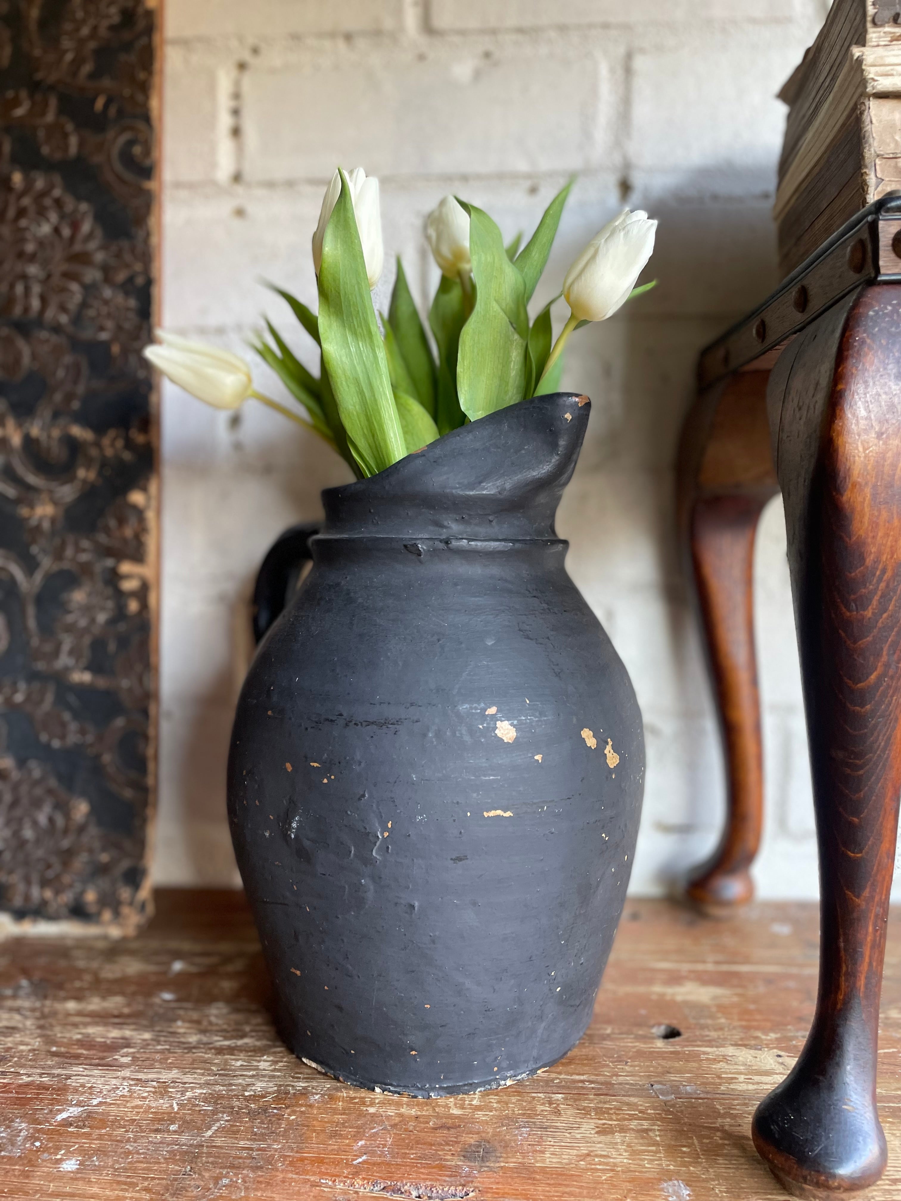 Earthenware Vase in Black Hues