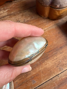 Victorian Mother of Pearl Trinket Box & Basket (Mermaids Purse)