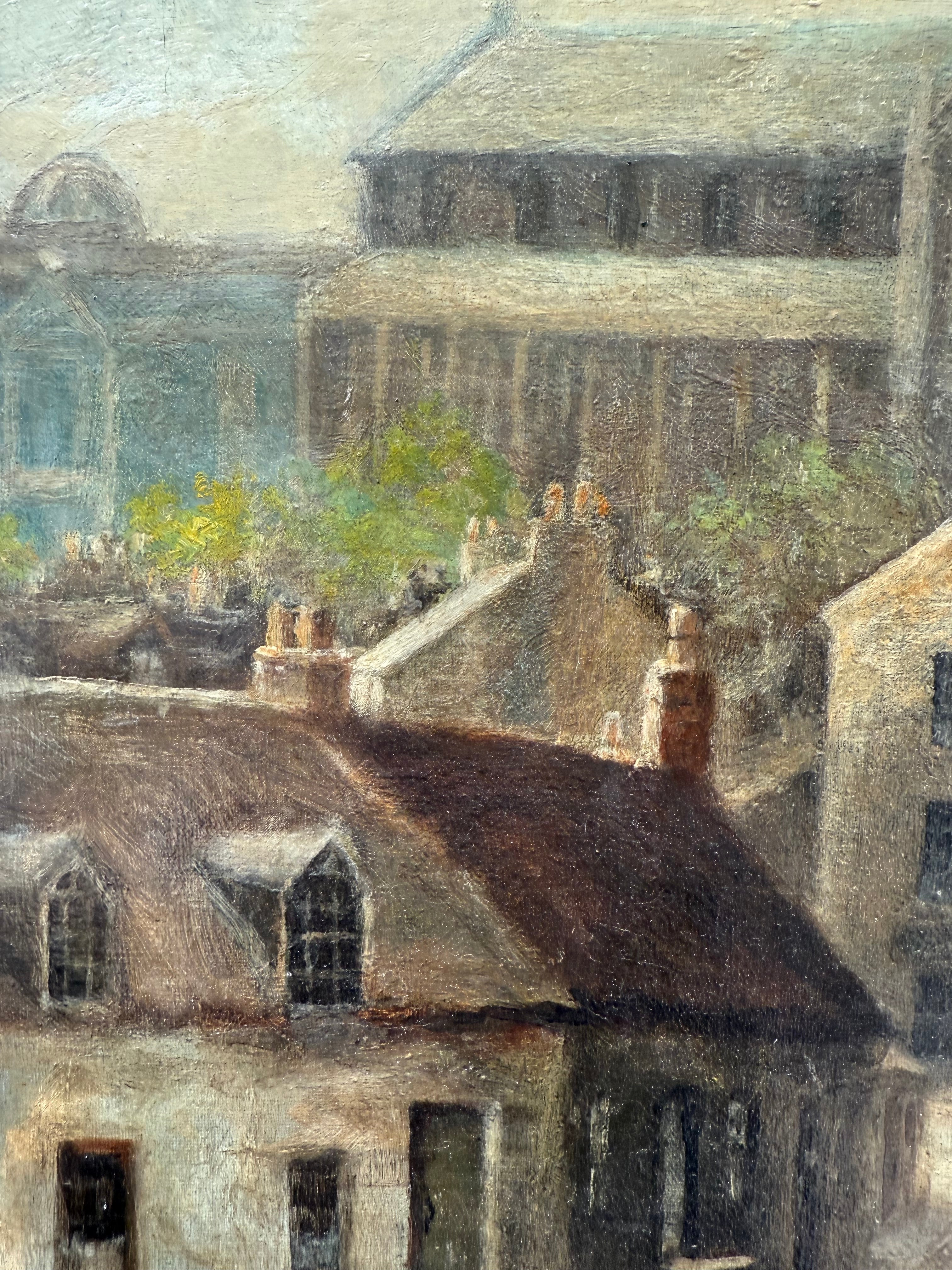 A village in light & shade: 19th Century Scottish School Signed Oil on Canvas