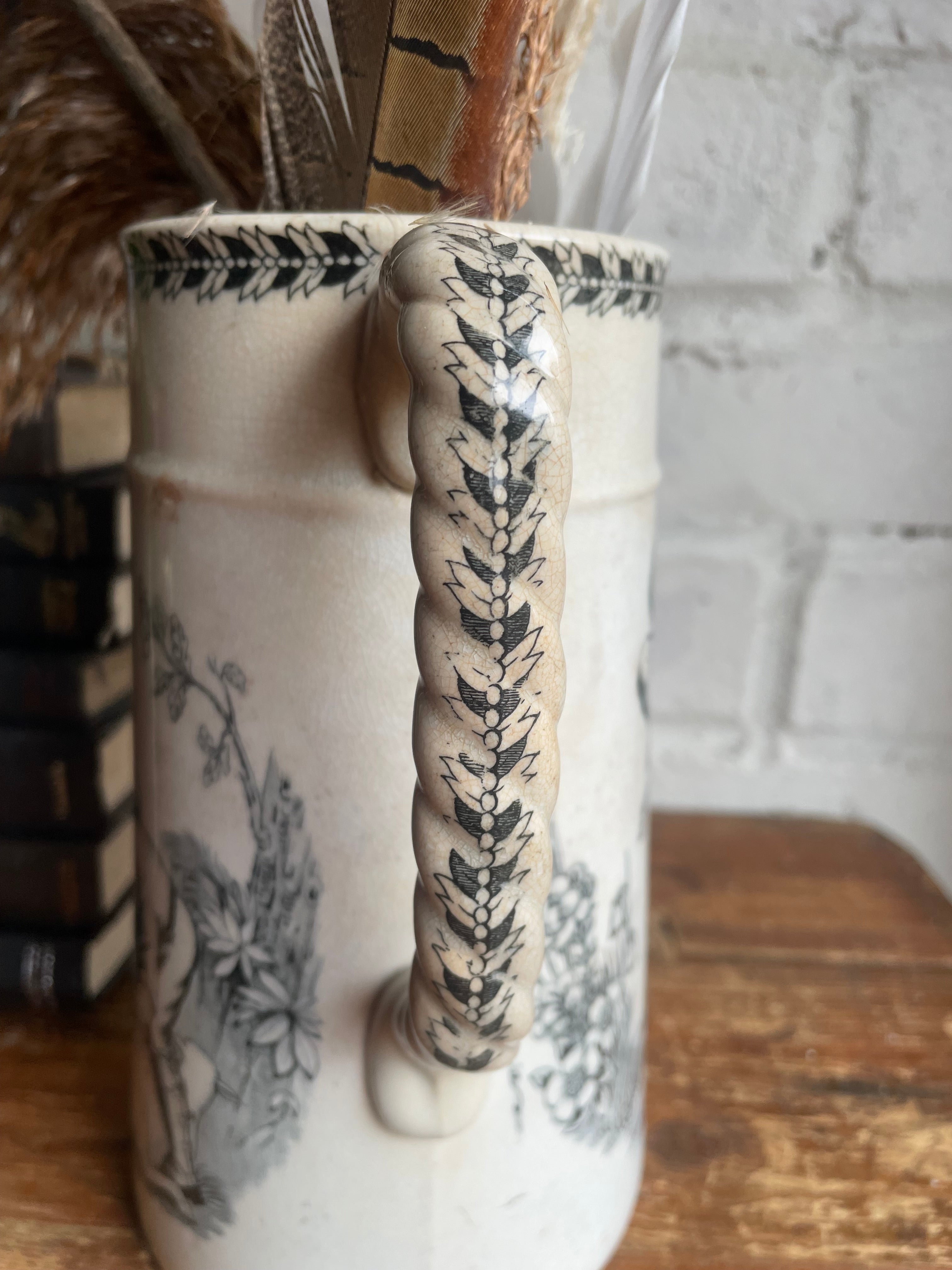 19th Century Staffordshire Transferware Pitcher: Farmers Shearing