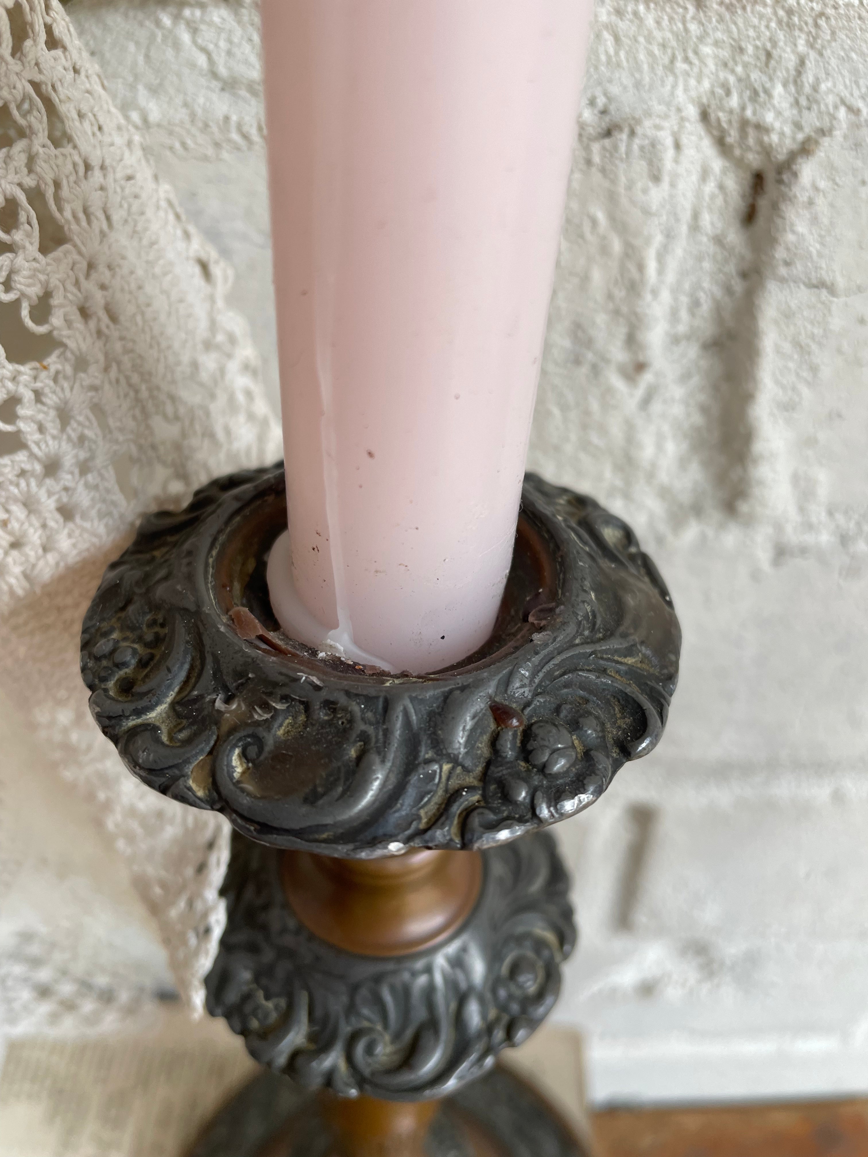 19th Century Copper & Pewter Candlesticks