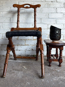 Victorian Faux Bamboo & Leather Folding Campaign Chair