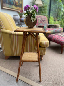 Mid 20th-Century Woven Cane & Bamboo Table