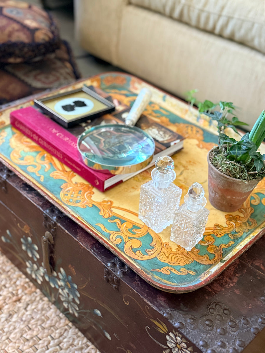 Oversized Lacquered Japanese Tray with floral detail - Circa 1940s ...
