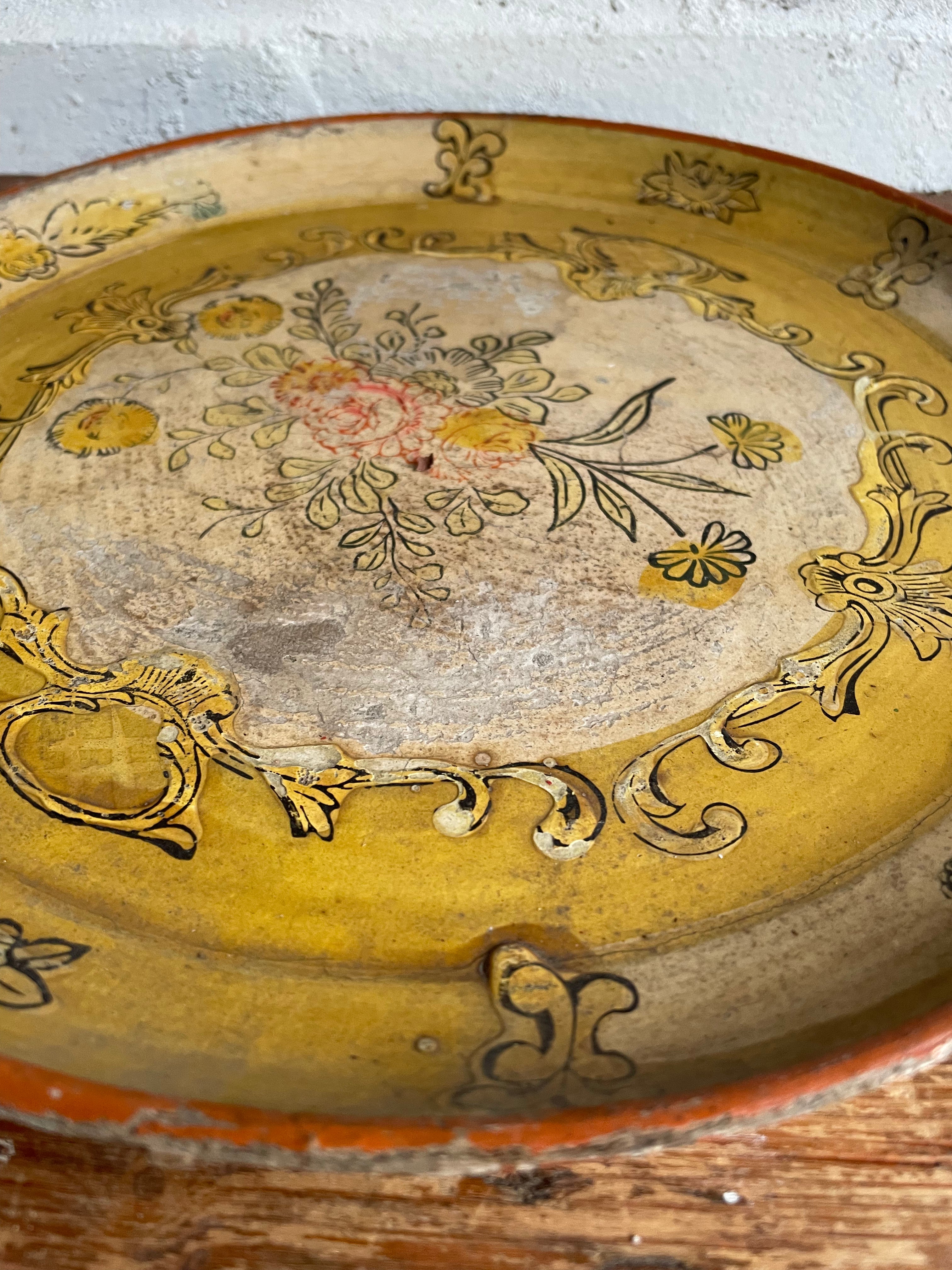 Hand-Painted Wood Tray