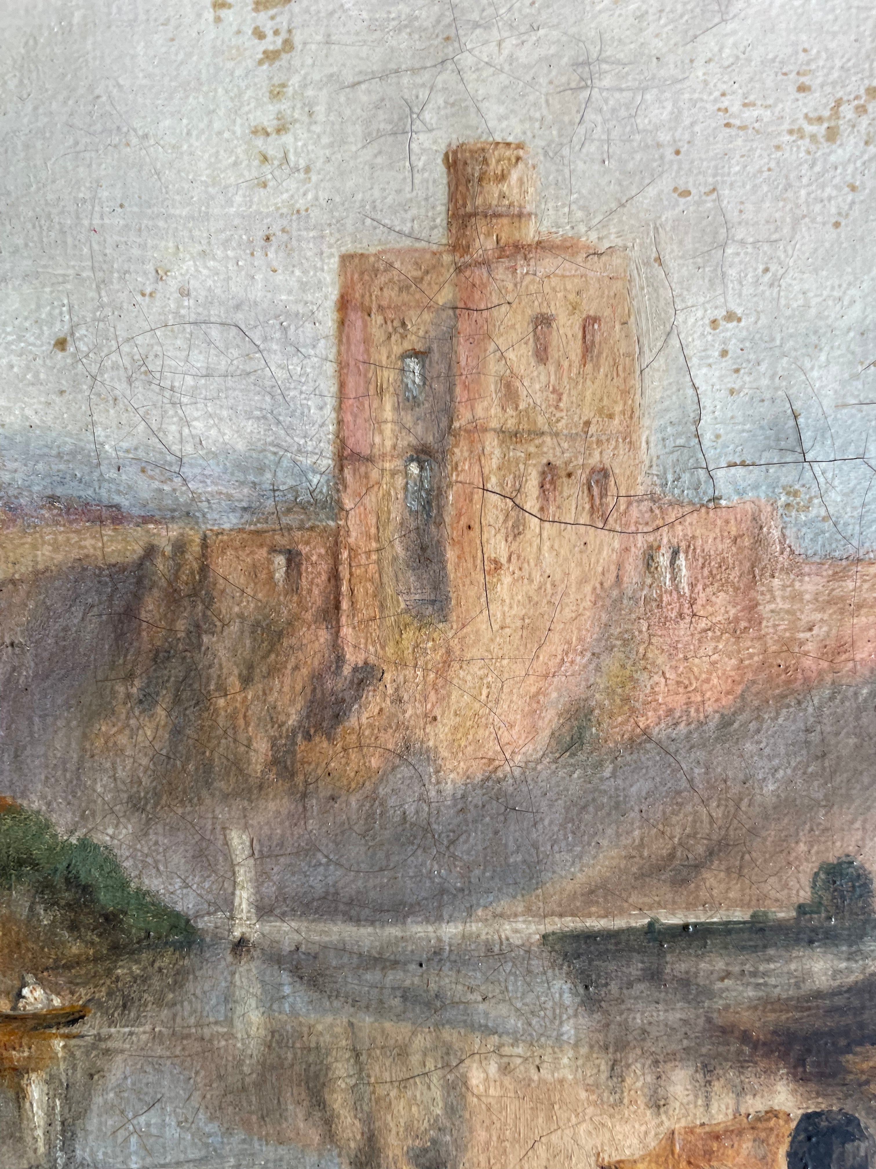 Norham Castle: Small Framed Oil on Canvas