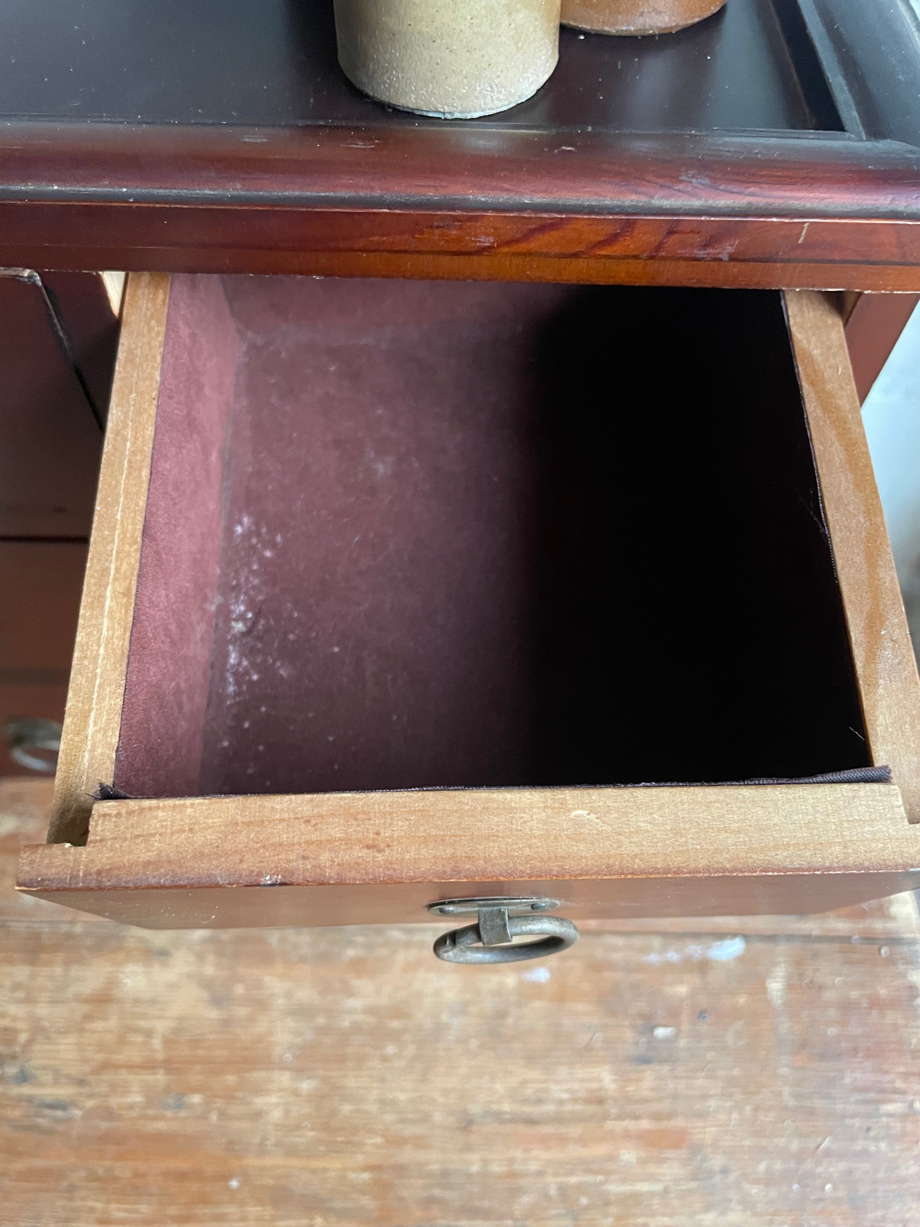 Vintage Miniature Lined Drawers with Metal Handles