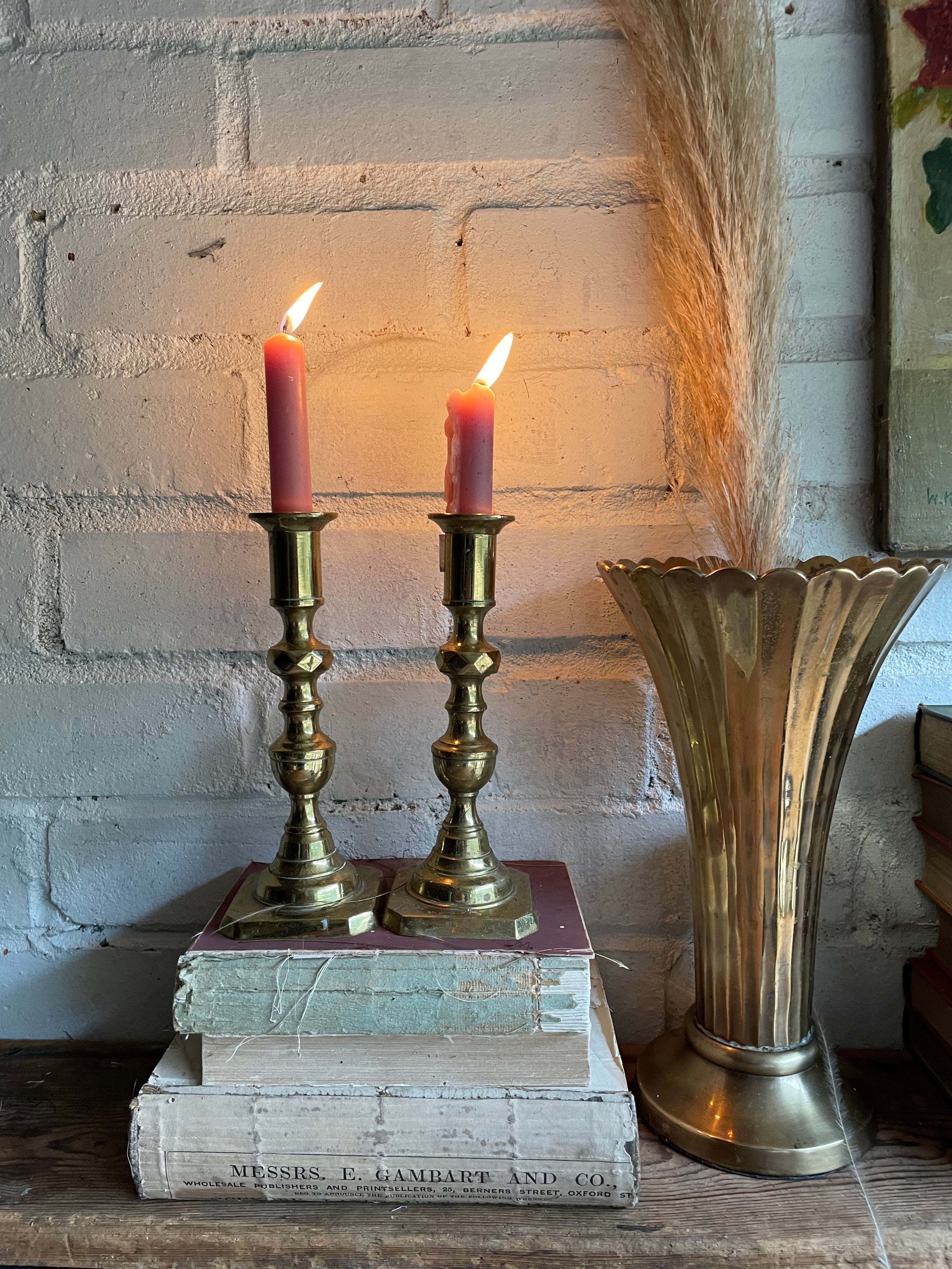 Pair of Small Classic Brass Candlesticks