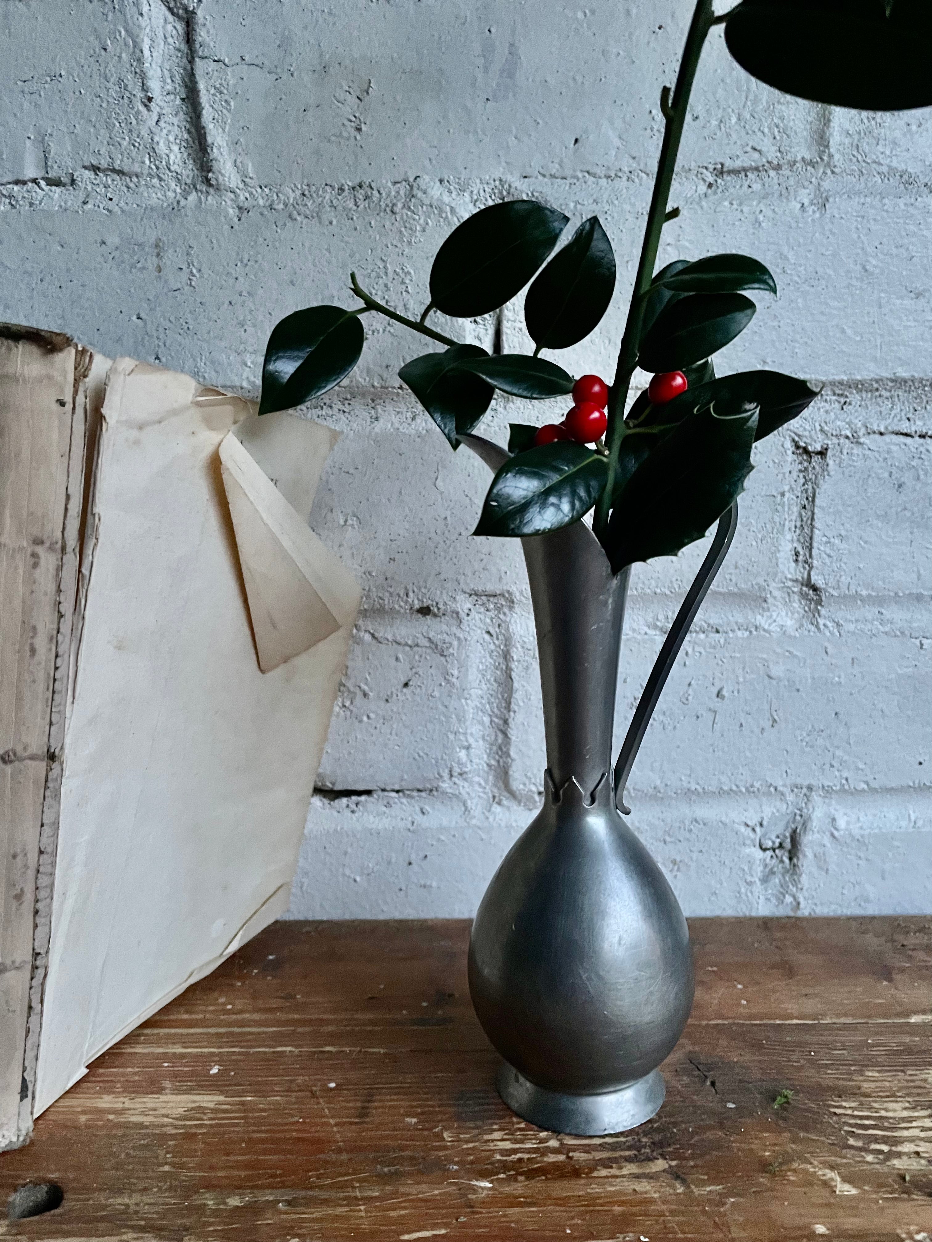 Tiny Antique Pewter Vase/Candleholder