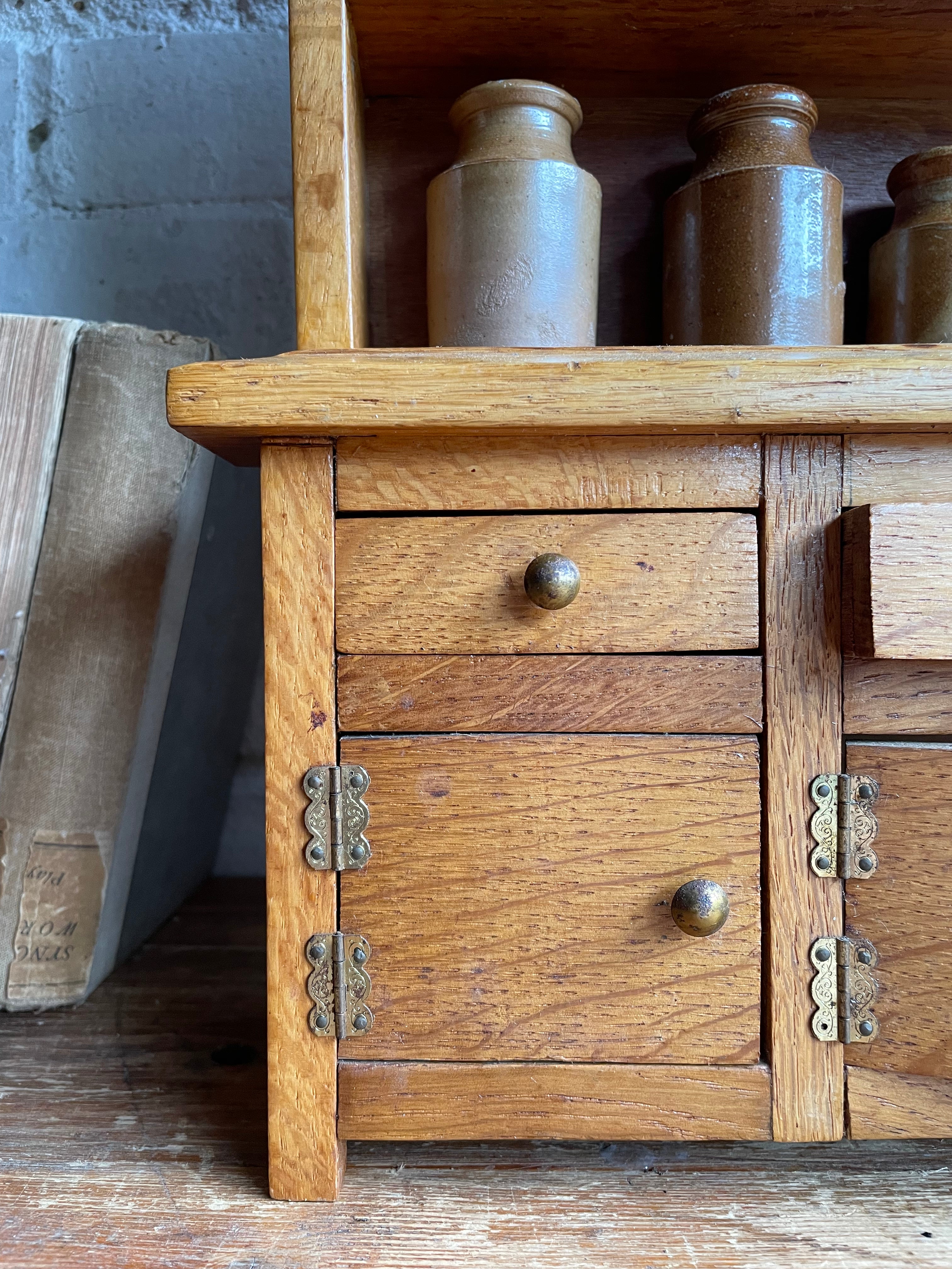 Vintage Miniature Oak Welsh Dresser